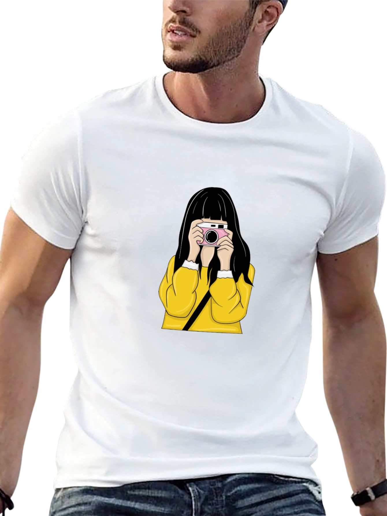 Girl with Camera Graphic Tee - Stylish Unisex T-Shirt