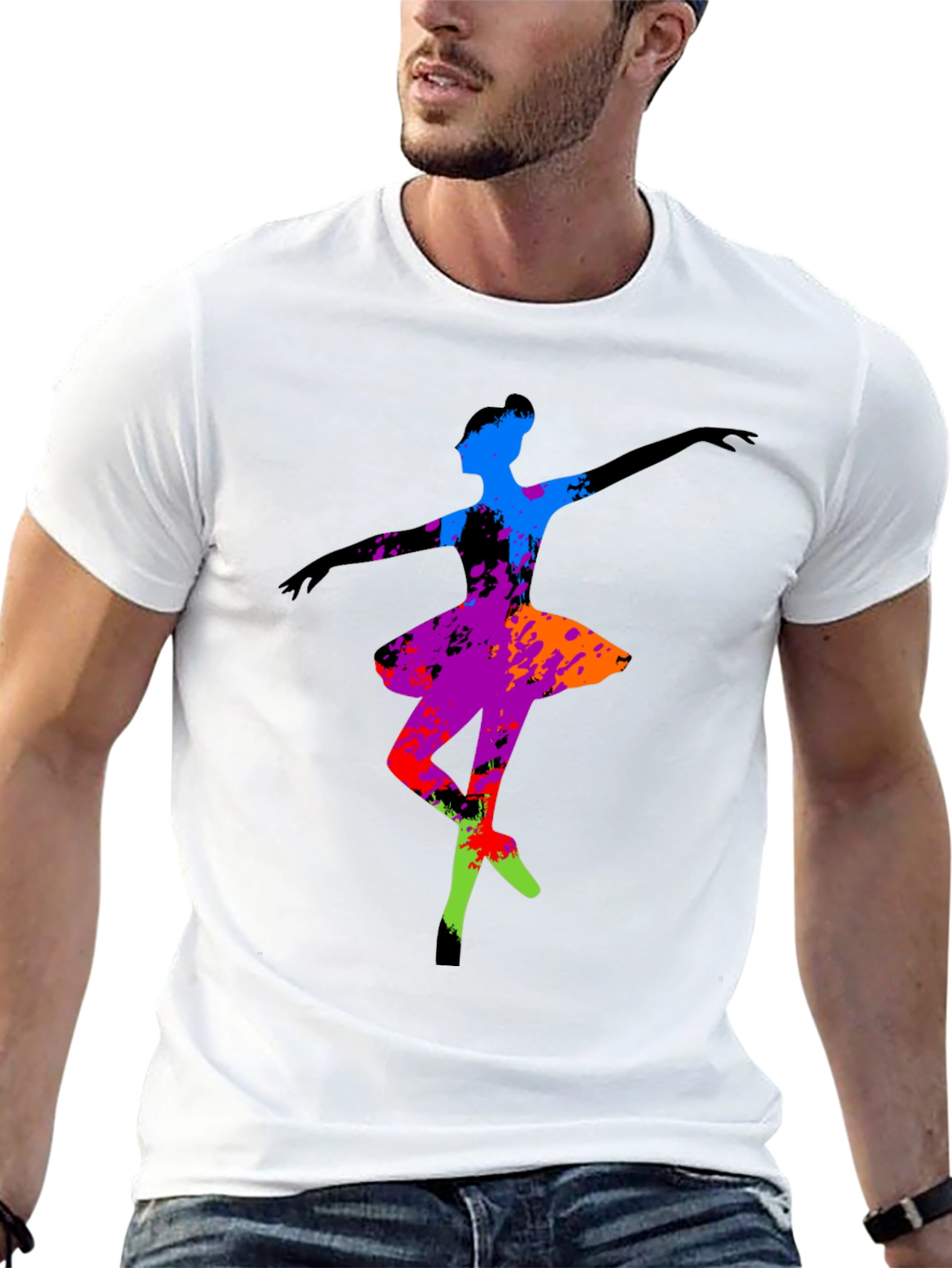 Abstract Ballerina Graphic Tee - Black