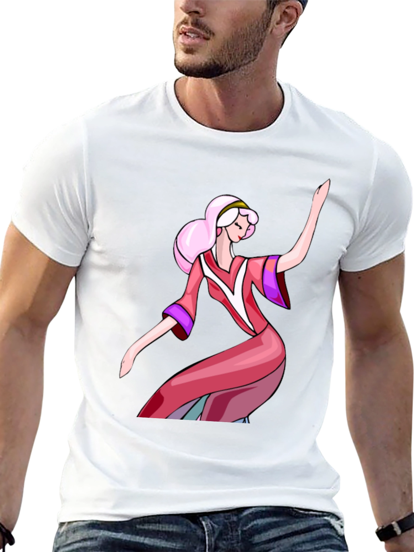 Retro Cartoon Princess T-Shirt - Black