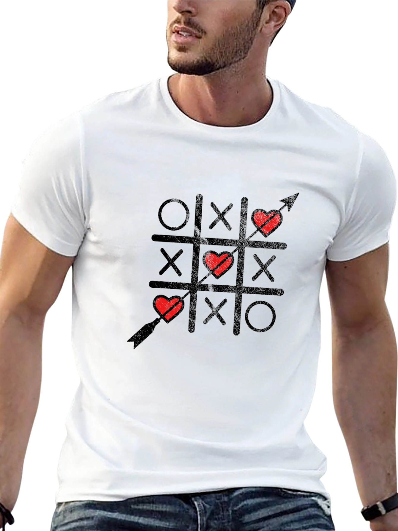 Tic Tac Toe Love Arrow Black T-Shirt