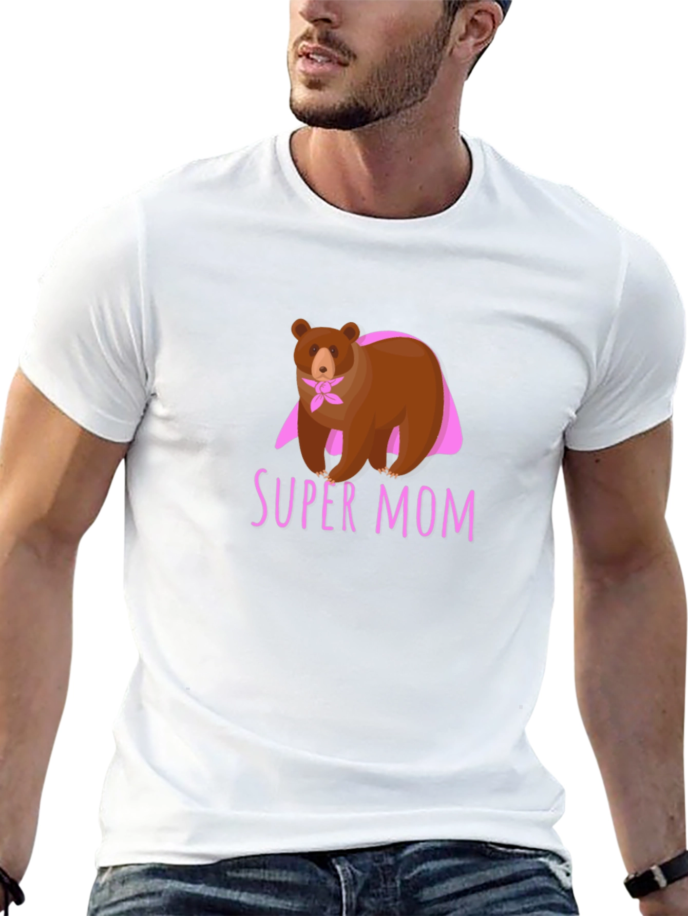 Super Mom Bear Graphic T-Shirt