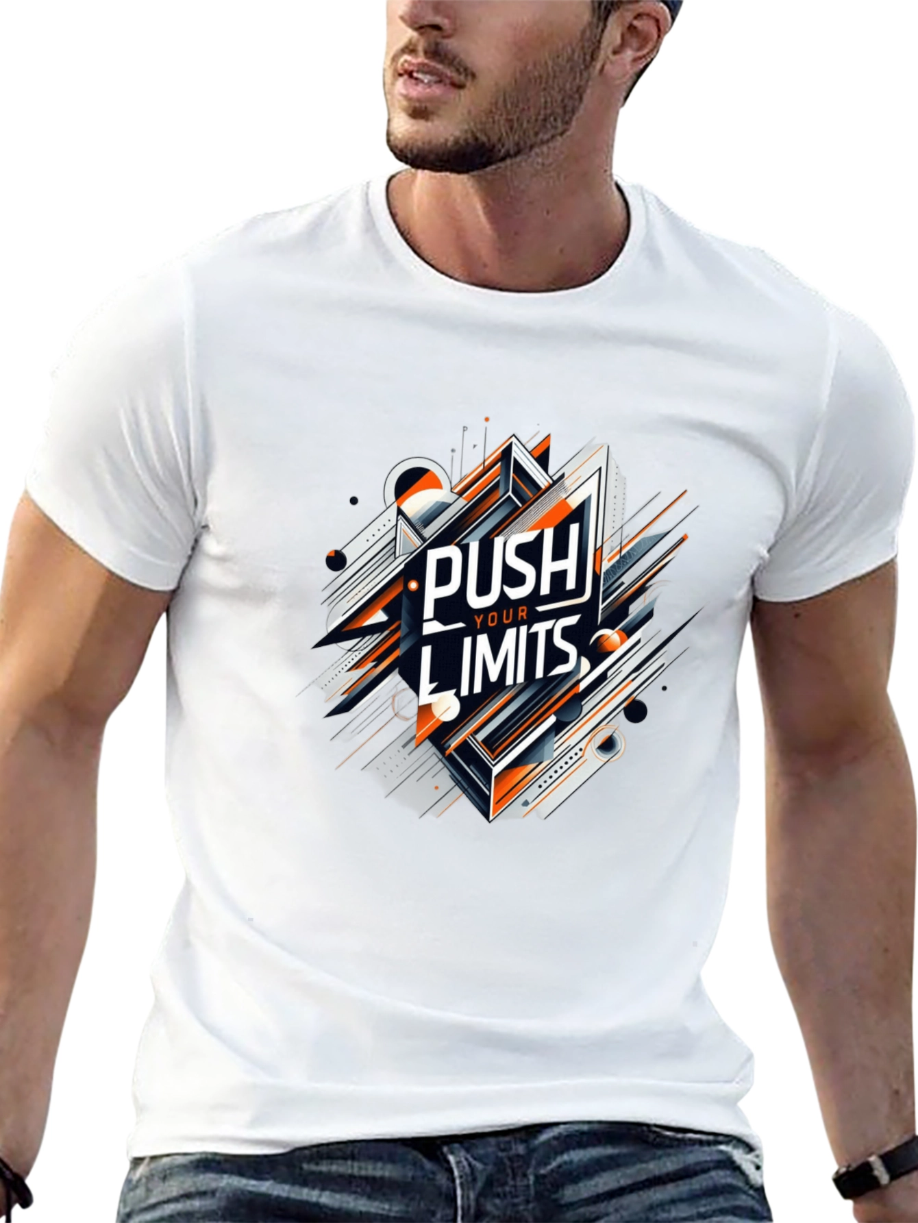 Push Your Limits Graphic Tee - Black Cotton T-Shirt