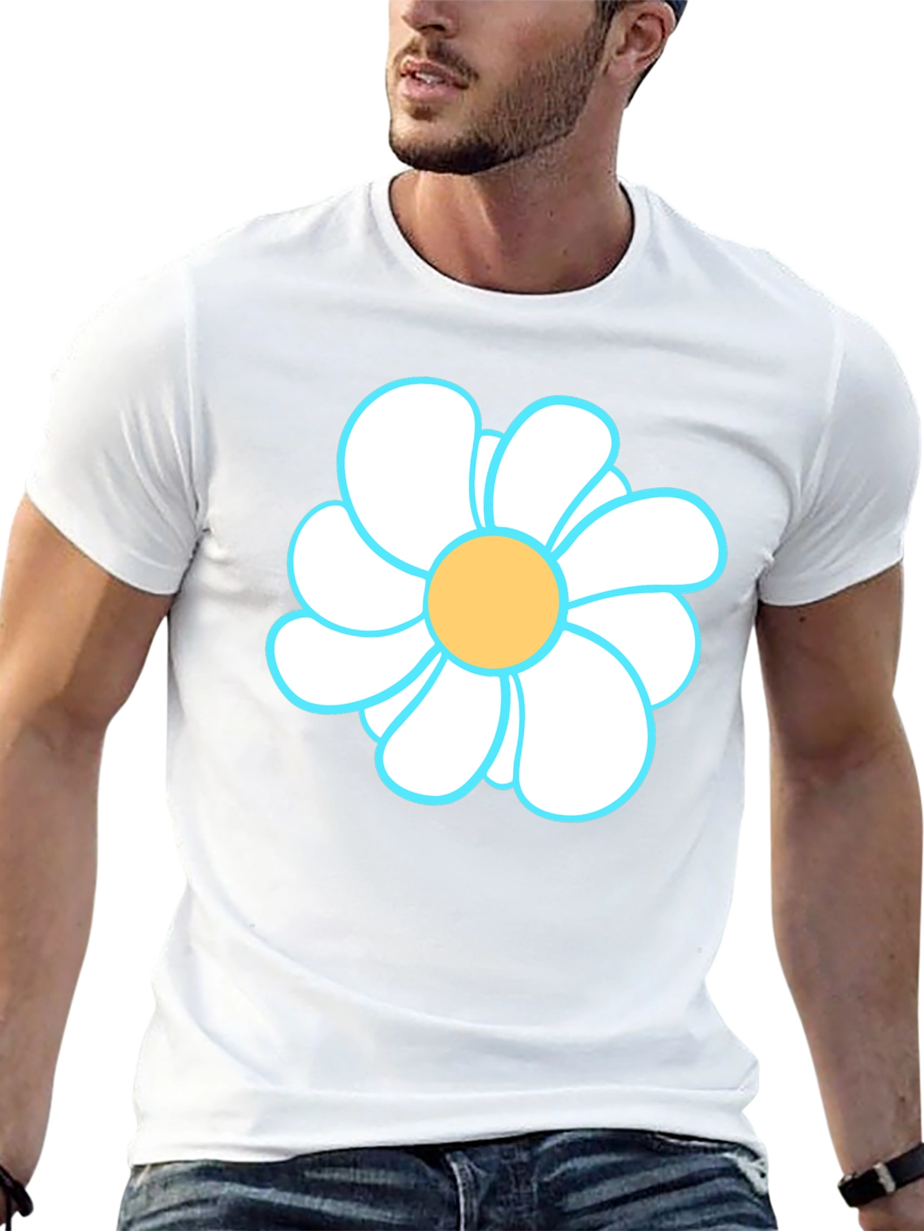 Daisy Graphic Tee - Black Cotton T-Shirt