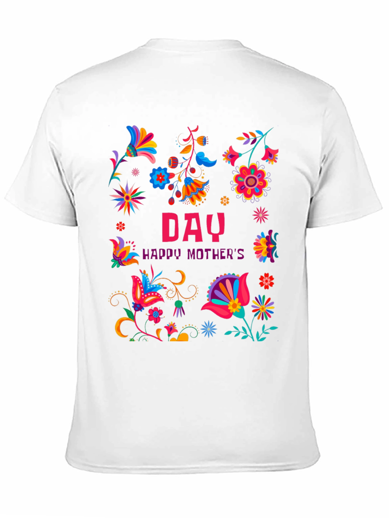 Floral Happy Mothers Day Black T-Shirt