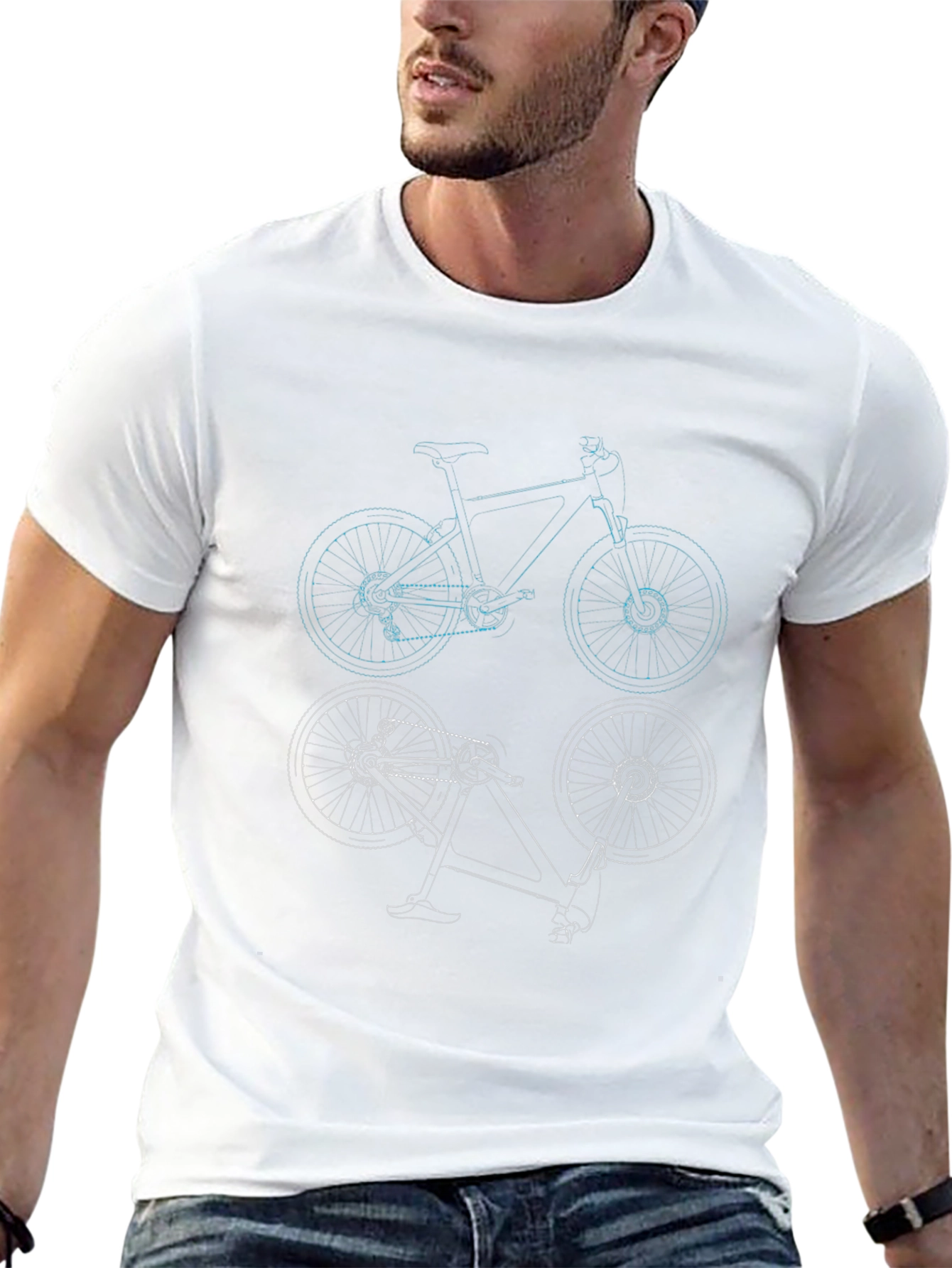 Geometric Bike Print Black Tee