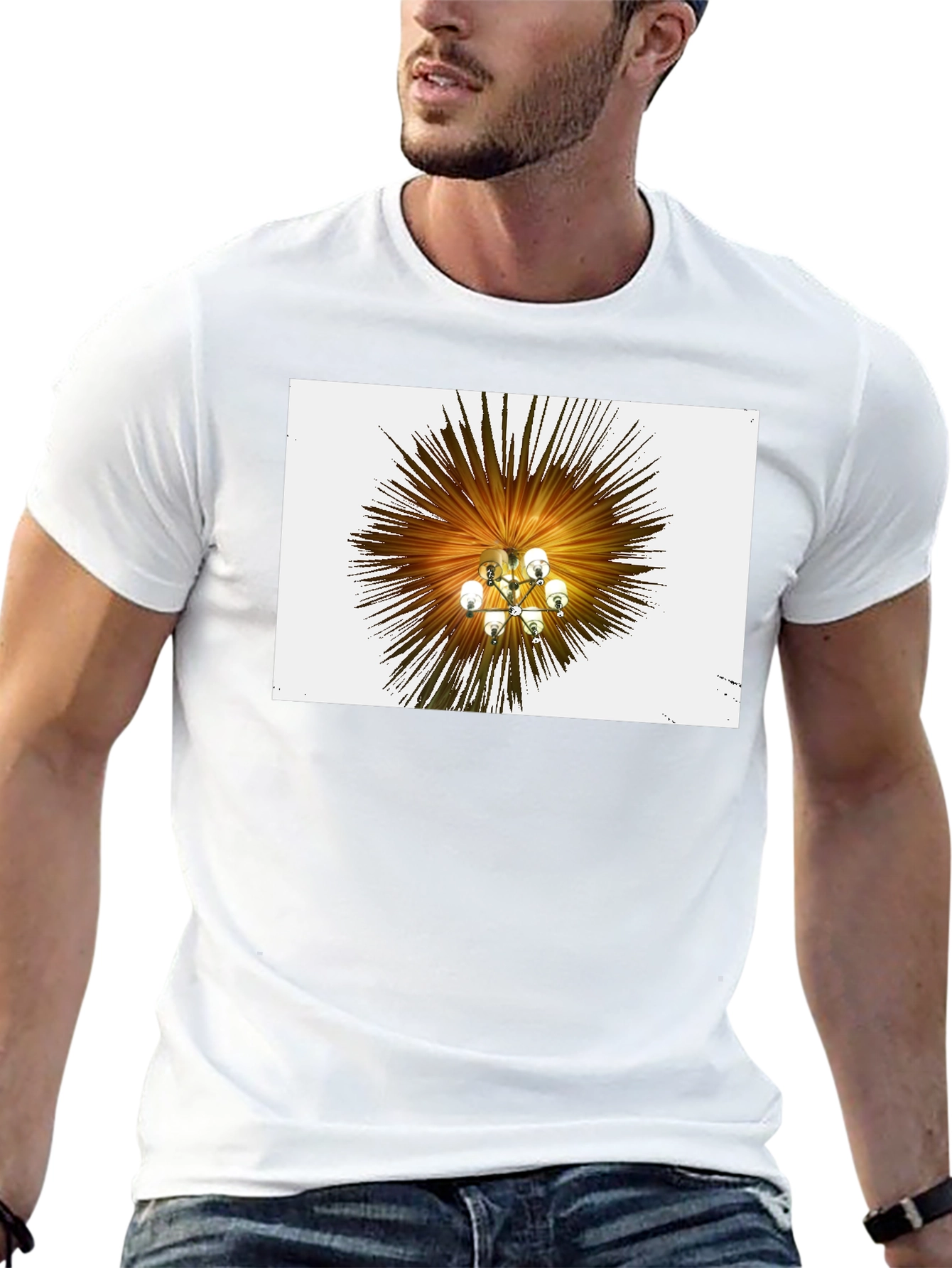 Abstract Chandelier Graphic Tee - Stylish Black T-Shirt