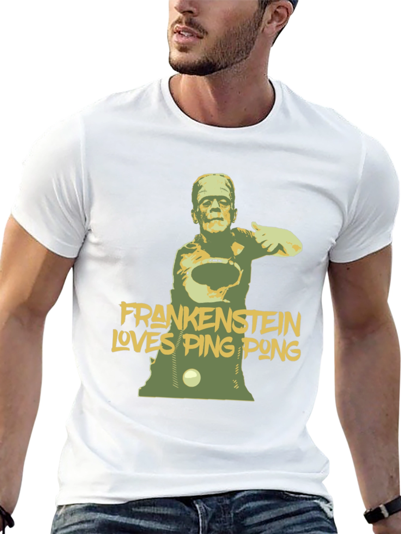 Frankenstein Loves Ping Pong Graphic T-Shirt