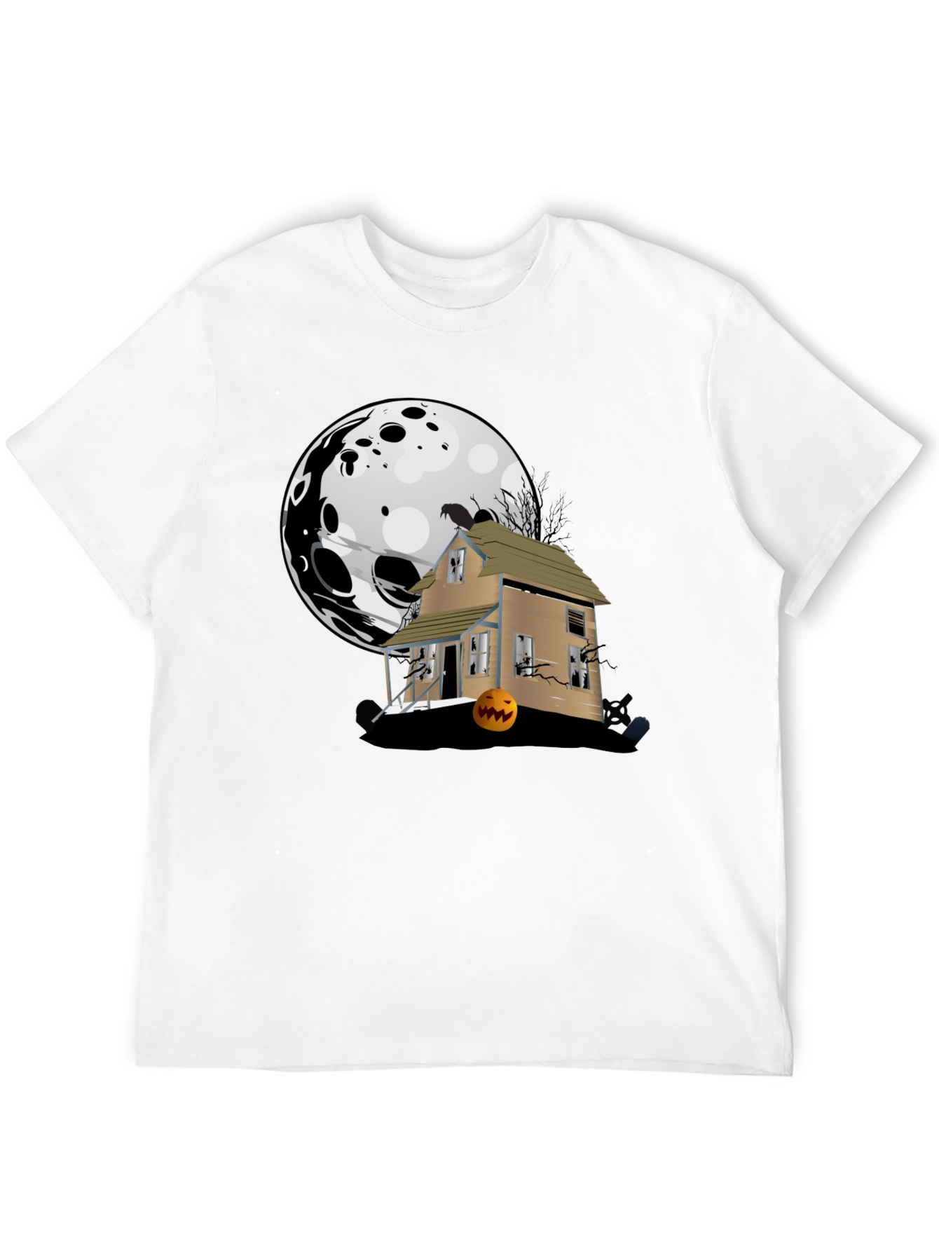 Halloween Spooky House Black T-Shirt
