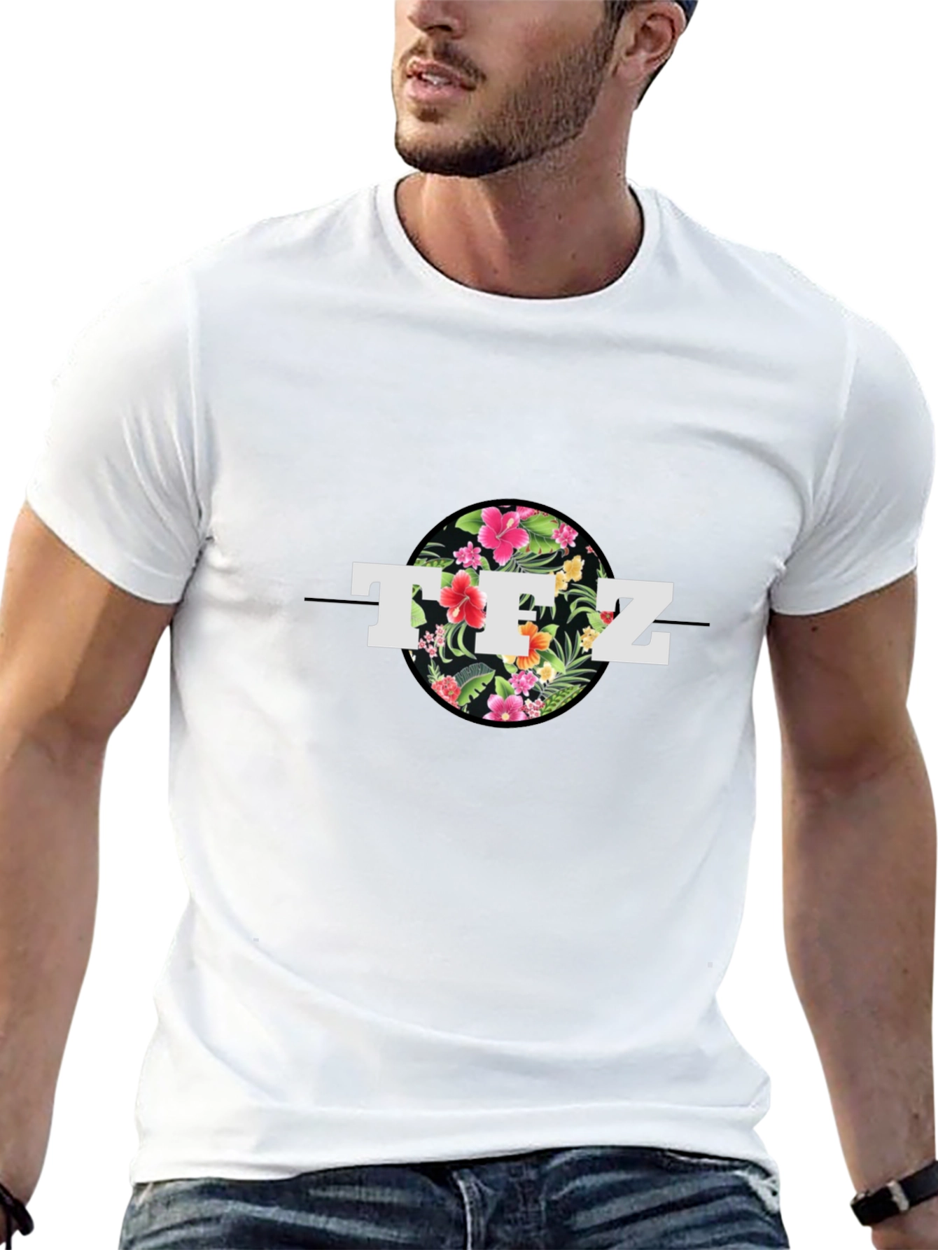 Floral TFZ Graphic Black T-Shirt