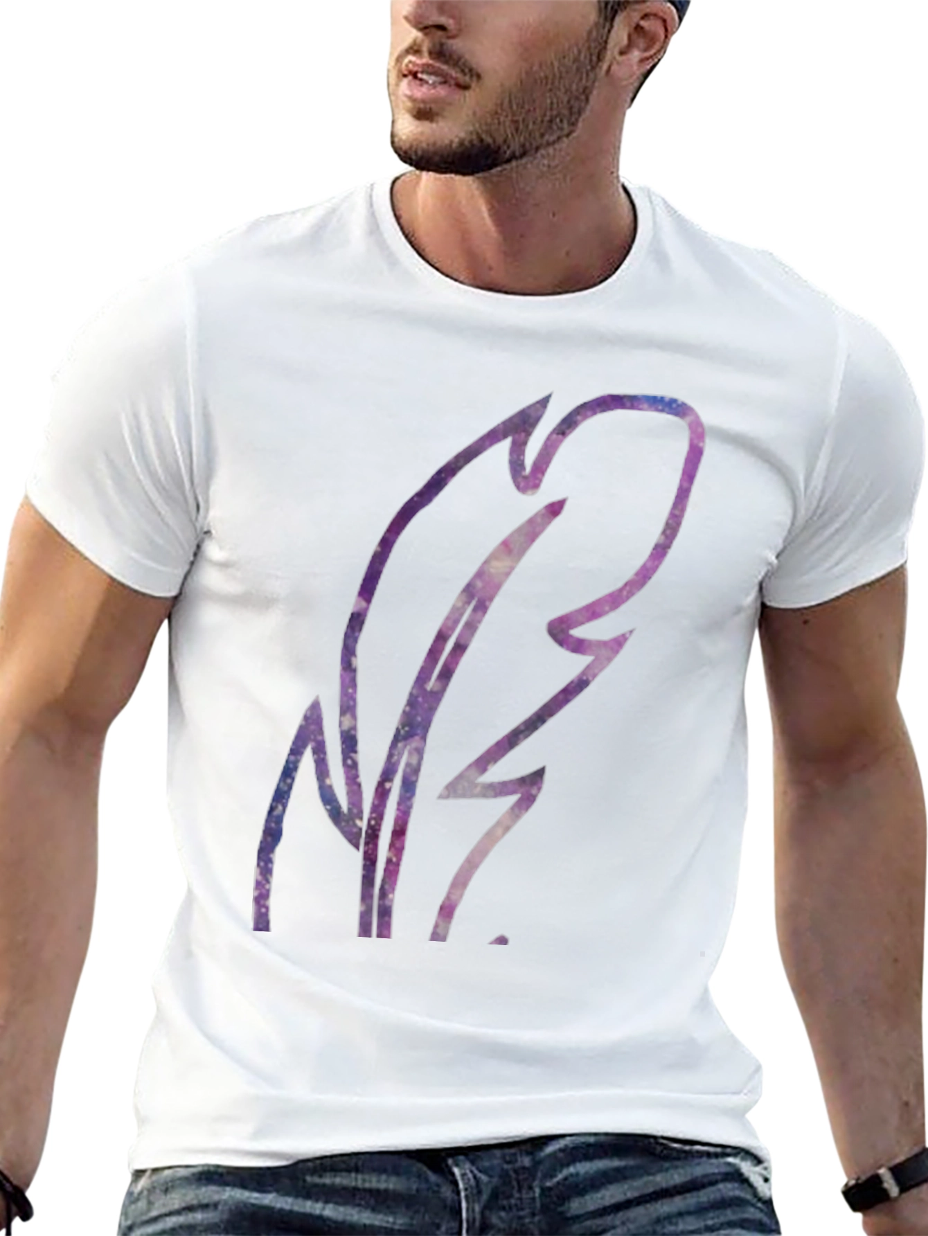 Galaxy Feather Graphic Black T-Shirt