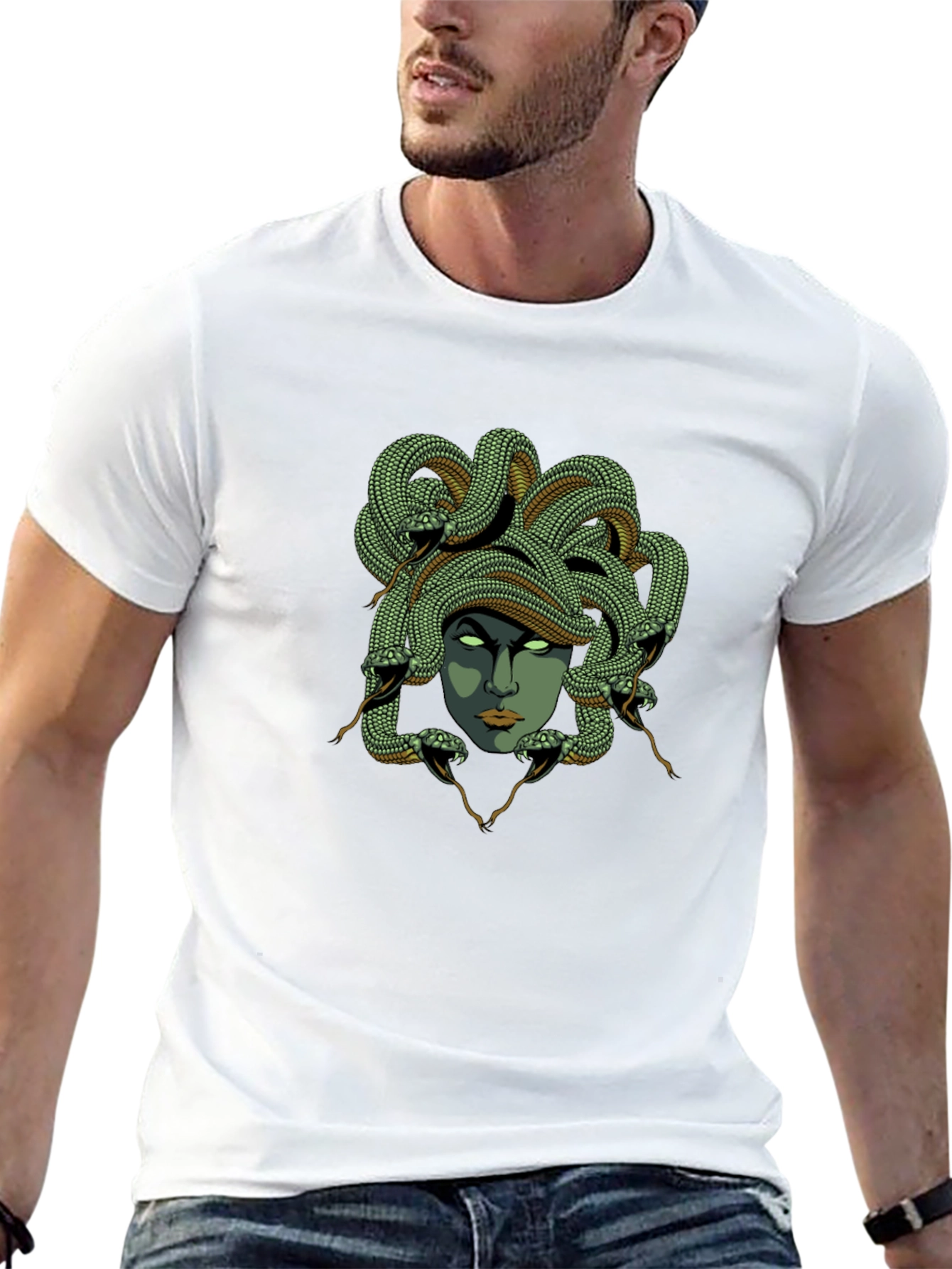 Medusa Graphic Tee - Black Cotton T-Shirt