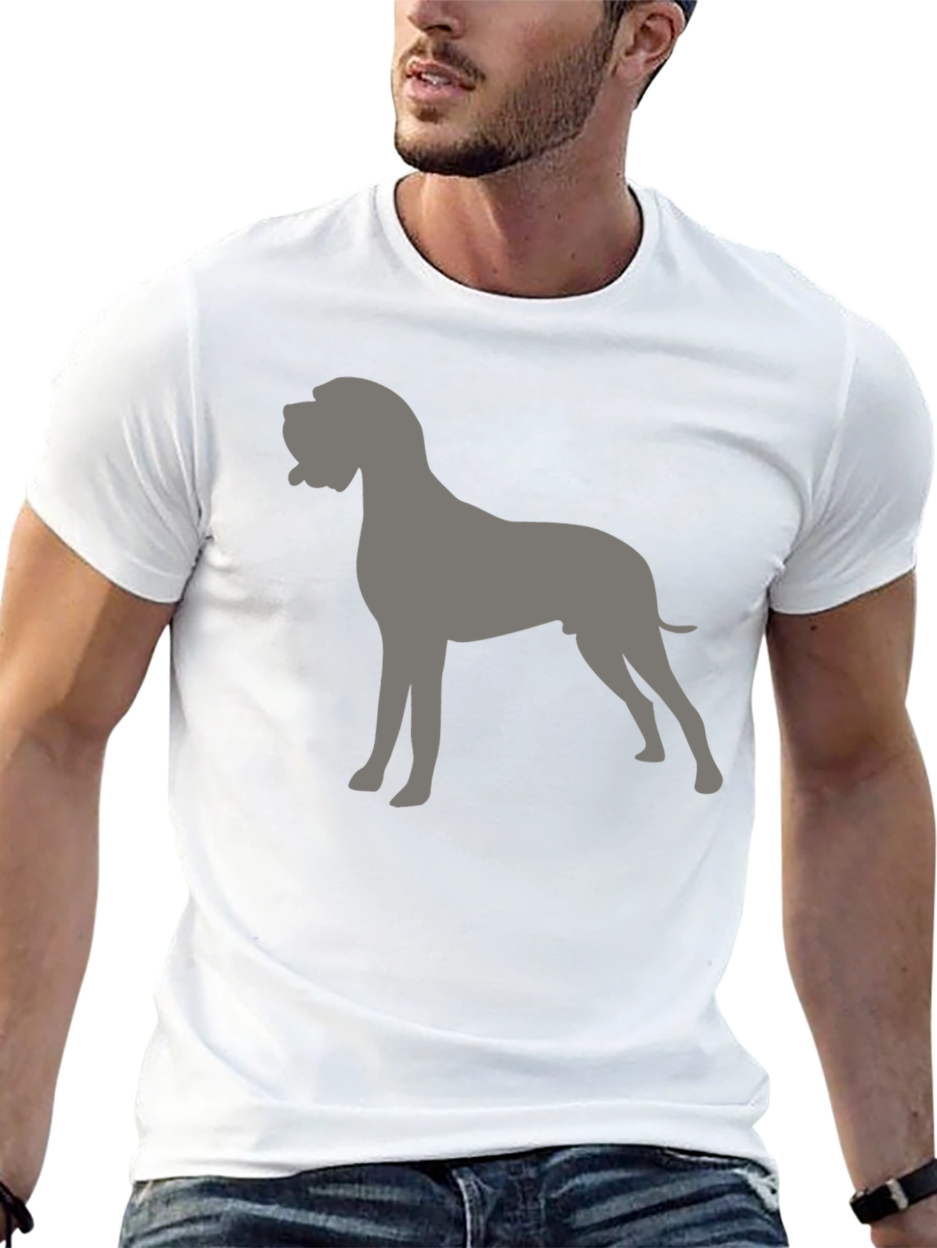 Dog Silhouette Graphic Tee - Mens Casual Shirt