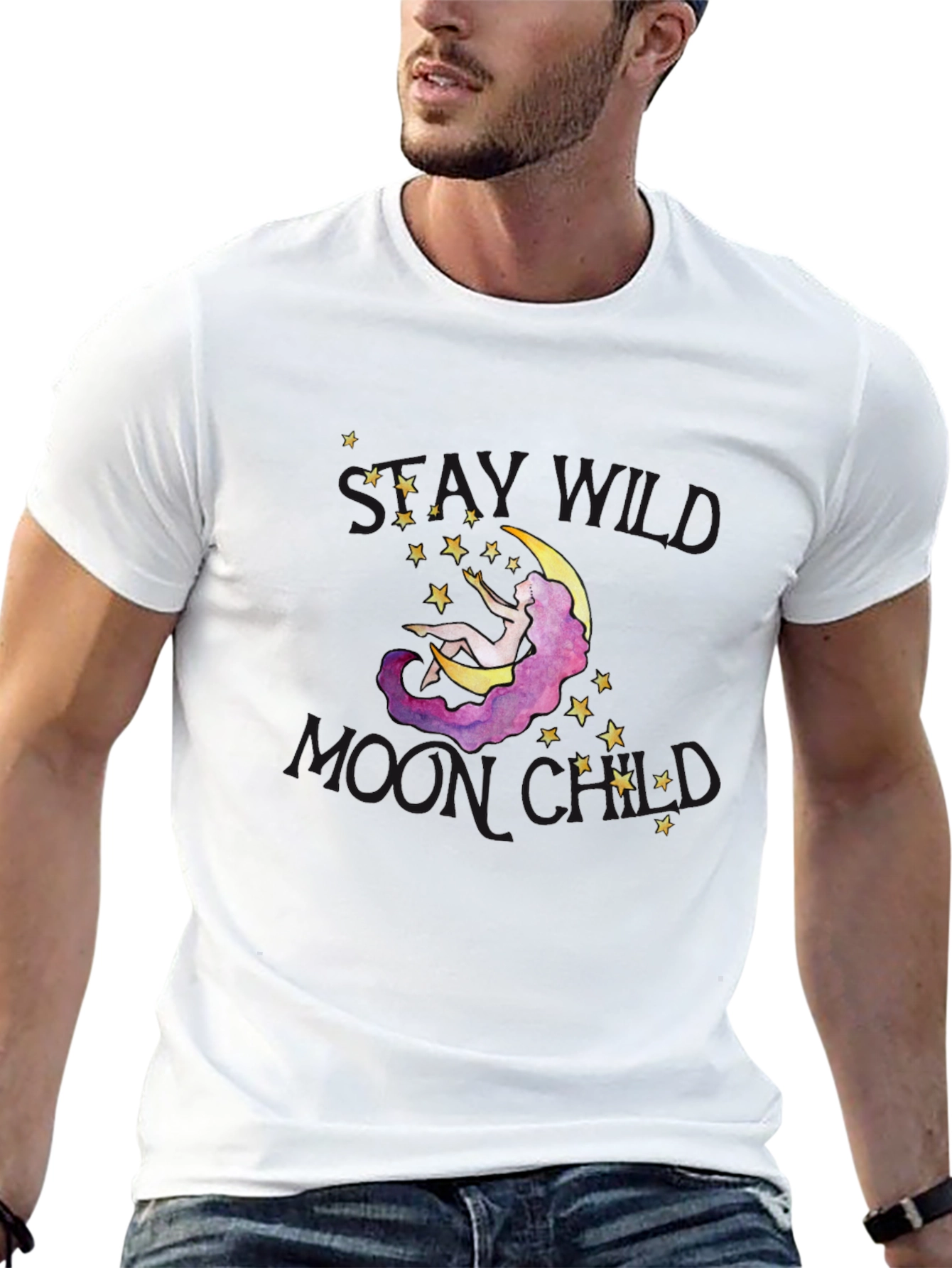 Wild Moon Child Black Graphic T-Shirt
