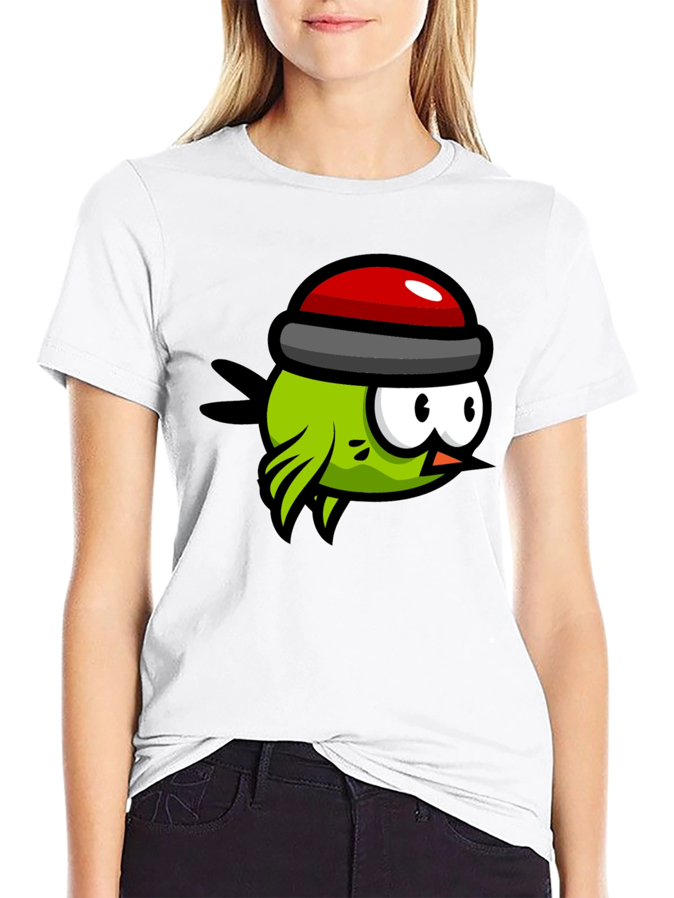 Cartoon Bird Graphic Tee - Quirky Black T-Shirt