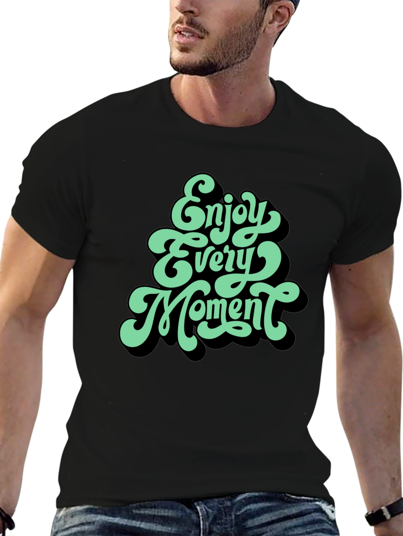 Enjoy Every Moment Graphic Tee - Stylish Black T-Shirt