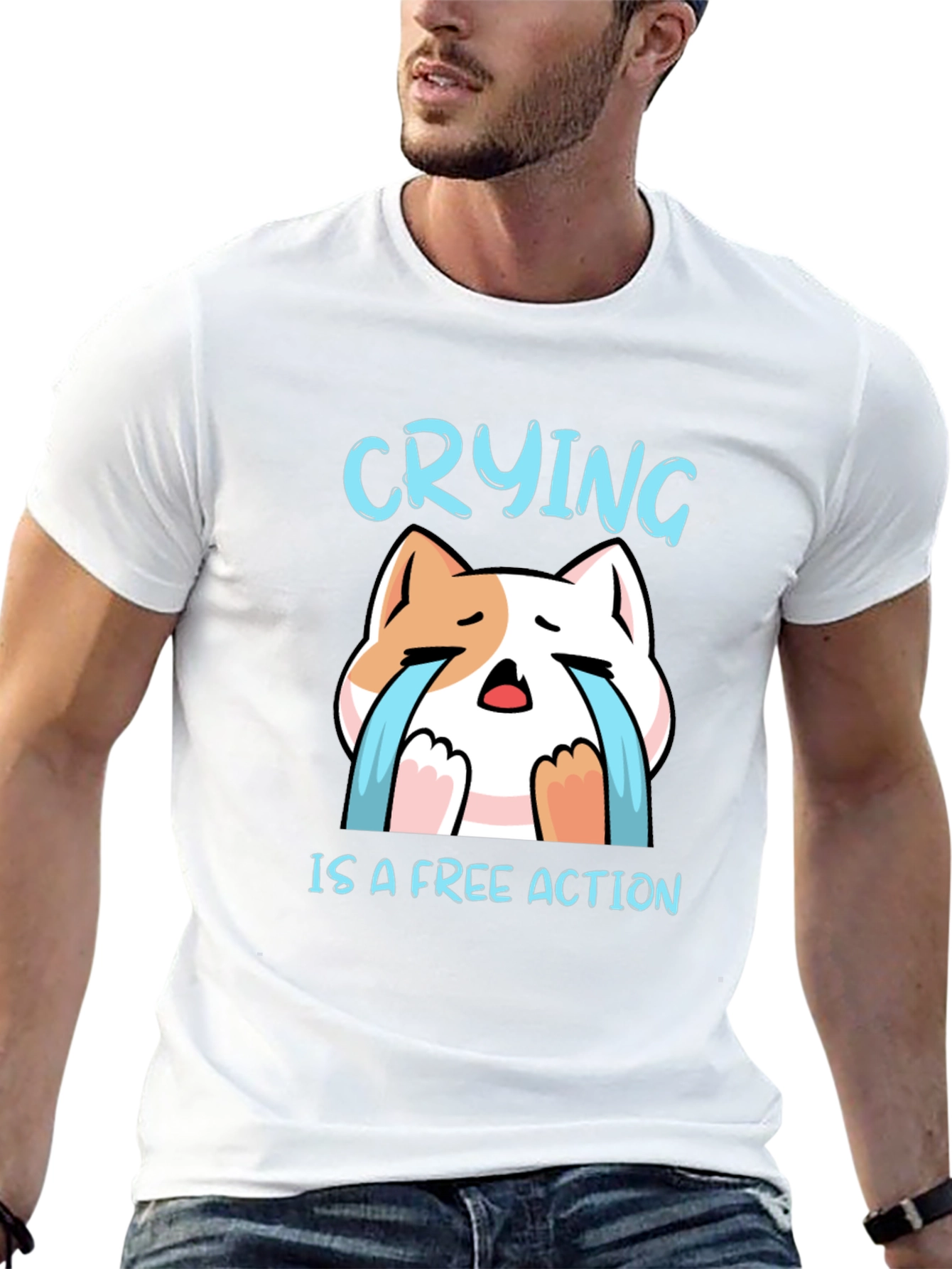 Crying is a Free Action Cat T-Shirt