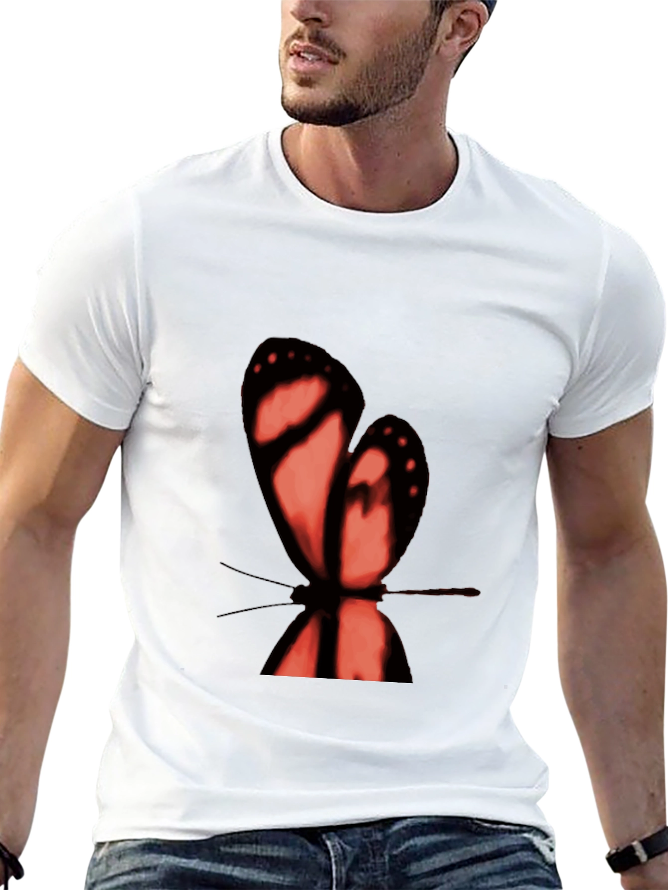 Butterfly Graphic Tee - Stylish Mens Black T-Shirt