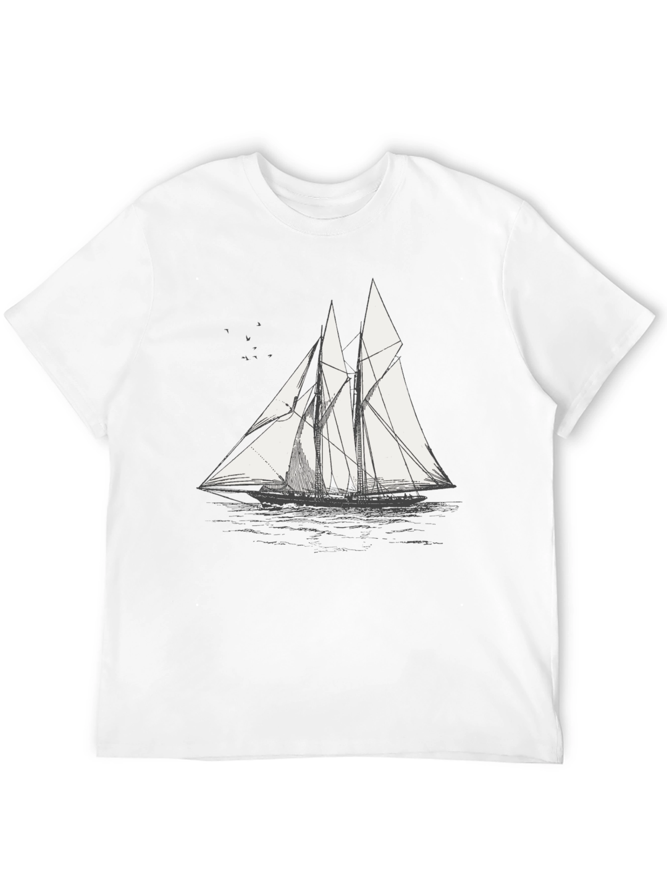 Black T-Shirt with Sailboat Print