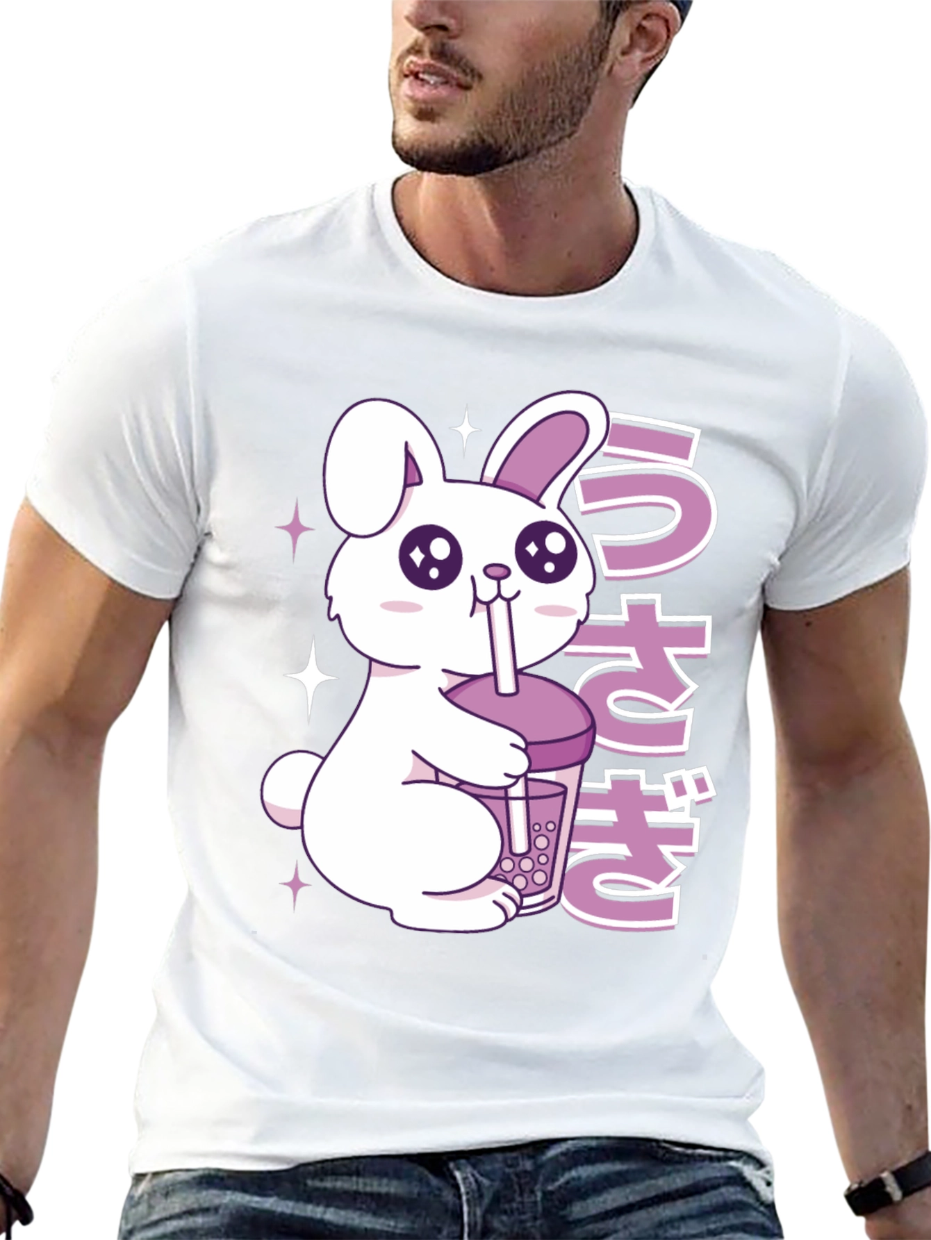 Kawaii Rabbit Boba Tea Graphic T-Shirt