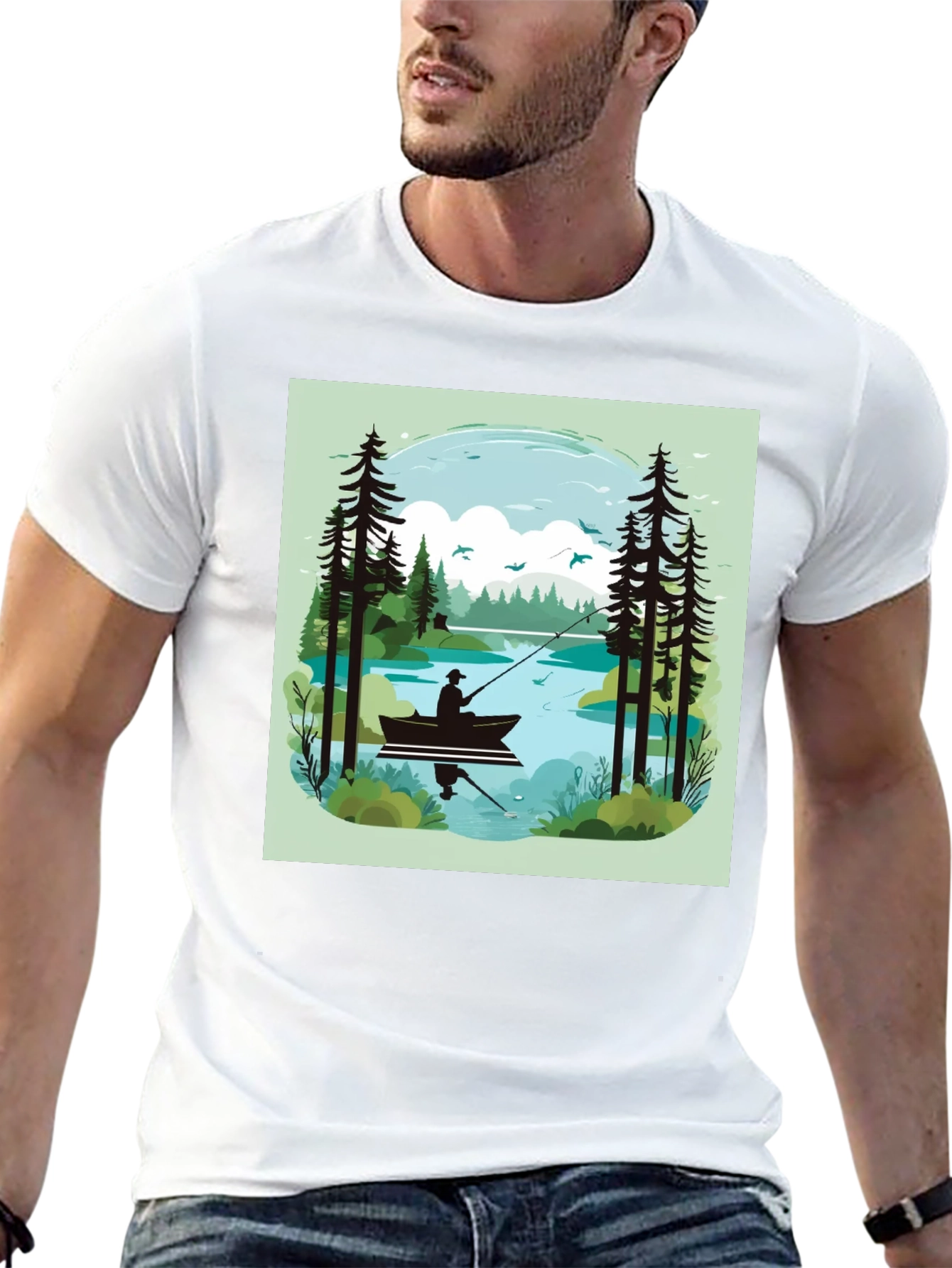 Fishing Lake Graphic T-Shirt