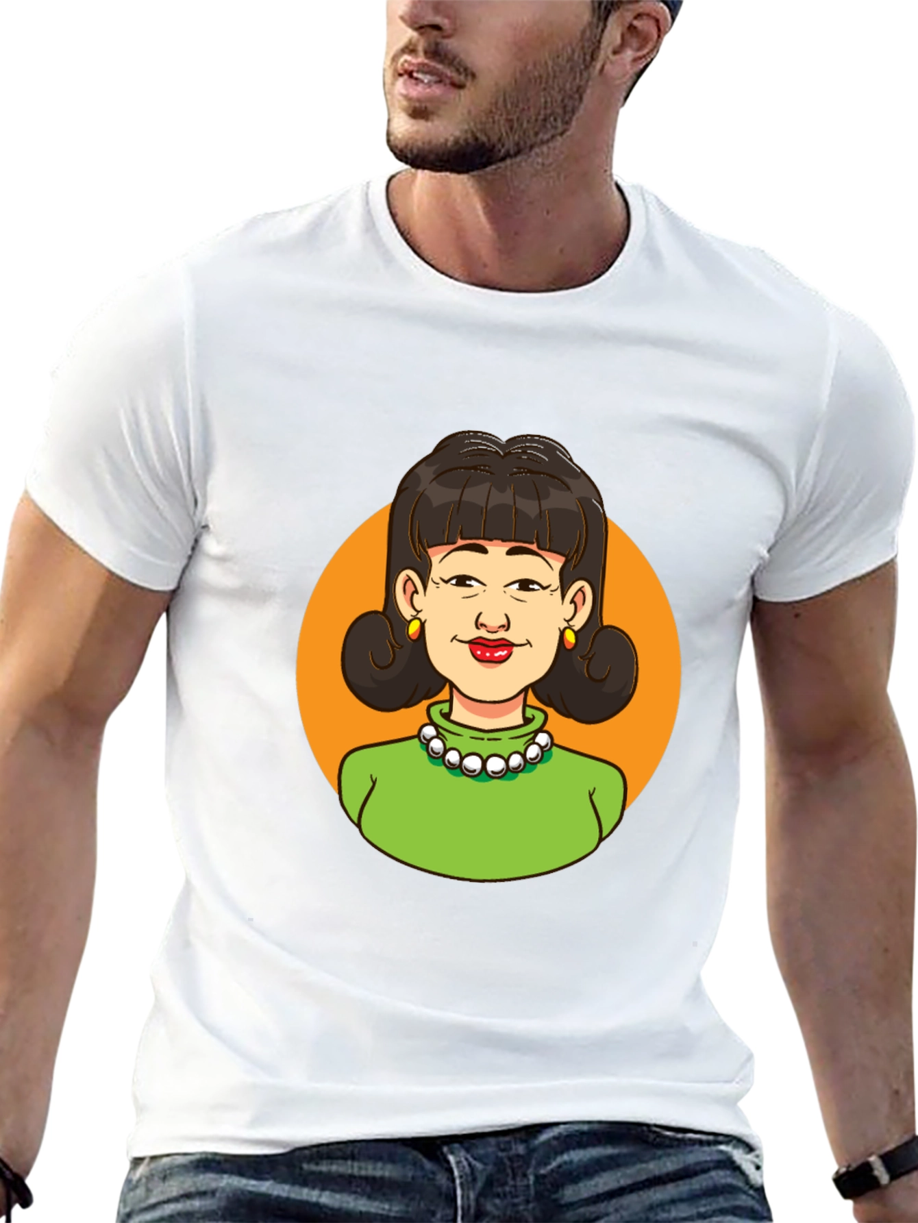 Retro Cartoon Lady Graphic Tee - Classic Style