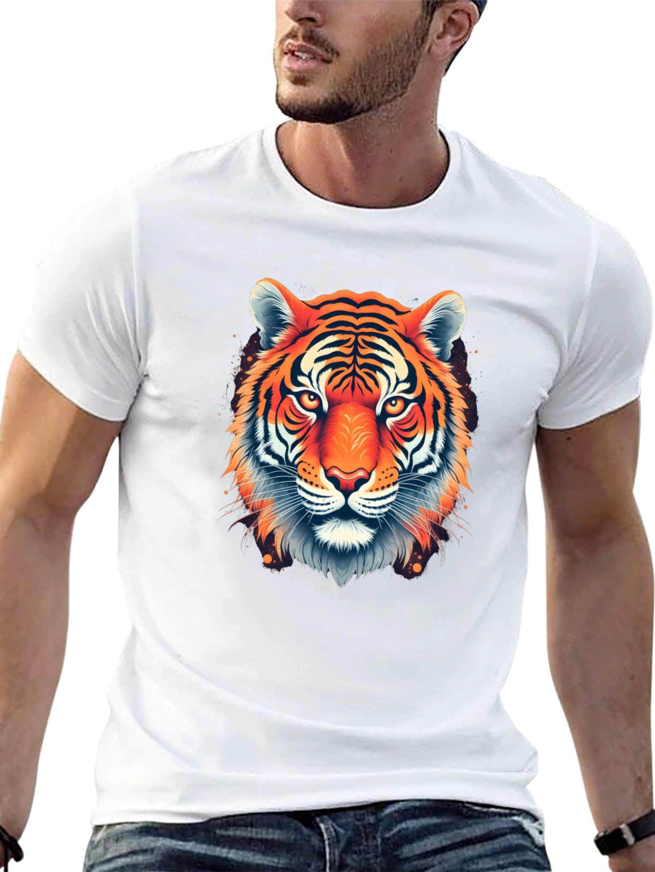 Bold Tiger Graphic Black T-Shirt