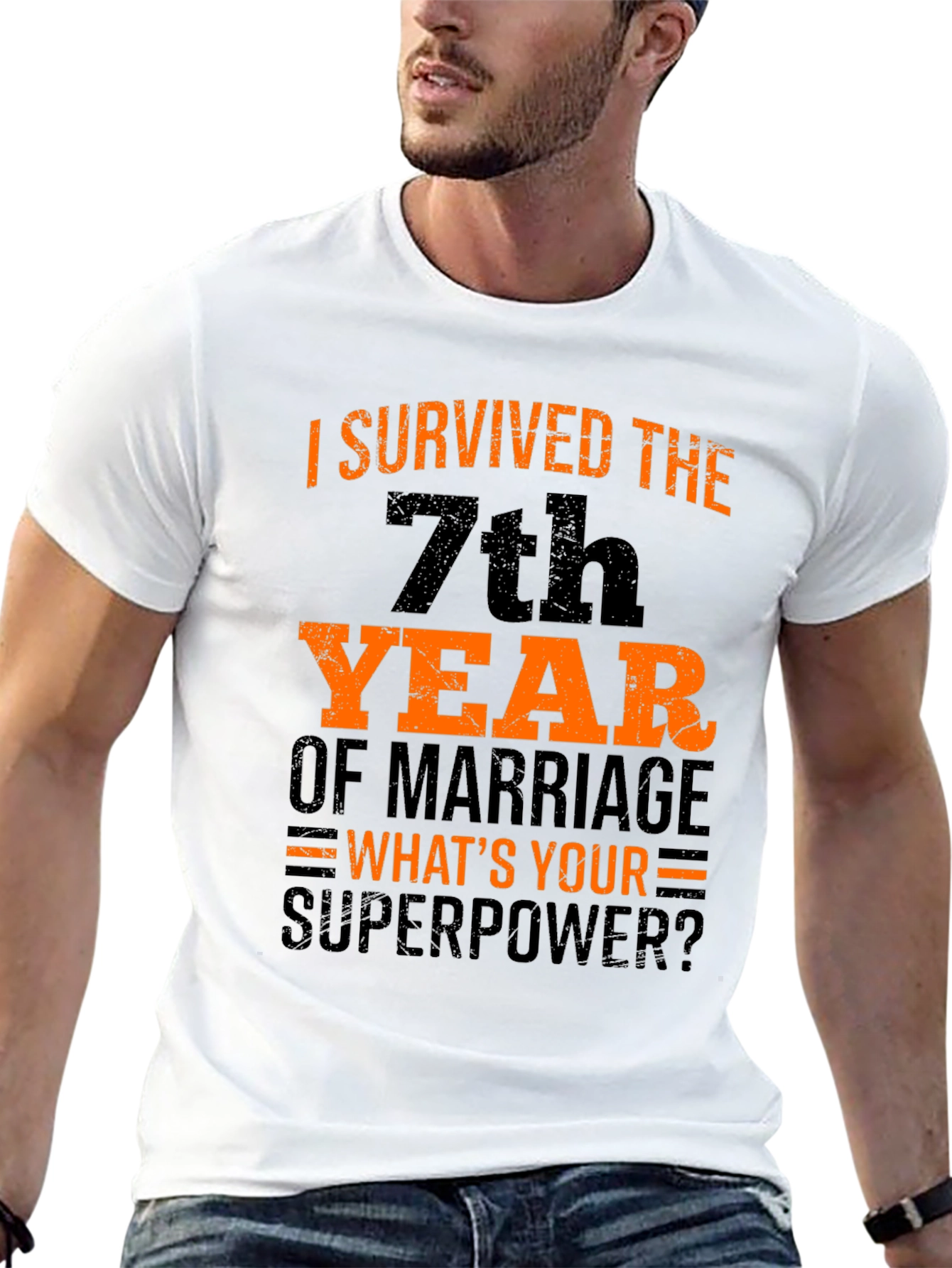 I Survived 7th Year Marriage T-Shirt Funny Anniversary Tee