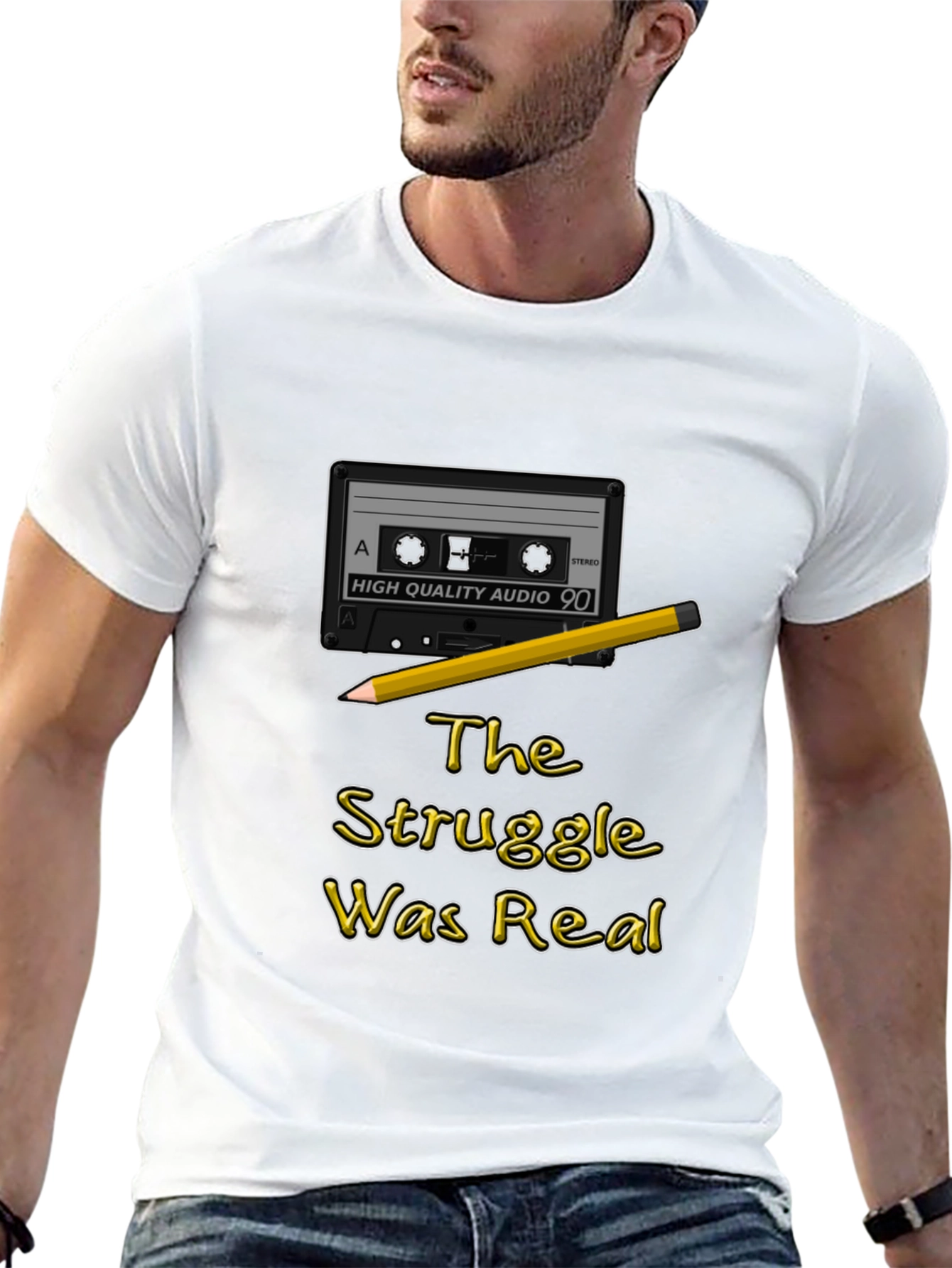 Retro Cassette Tape & Pencil Struggle Was Real T-Shirt