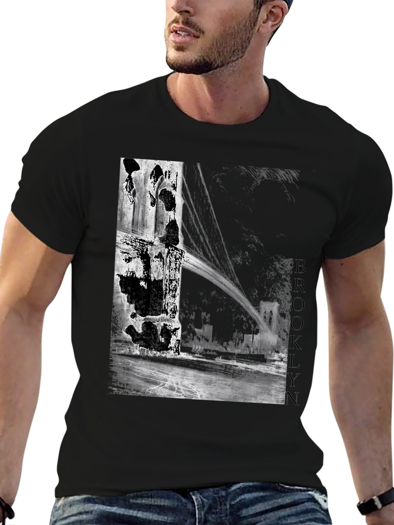 Brooklyn Bridge Graphic Tee - Grunge Style Black Shirt
