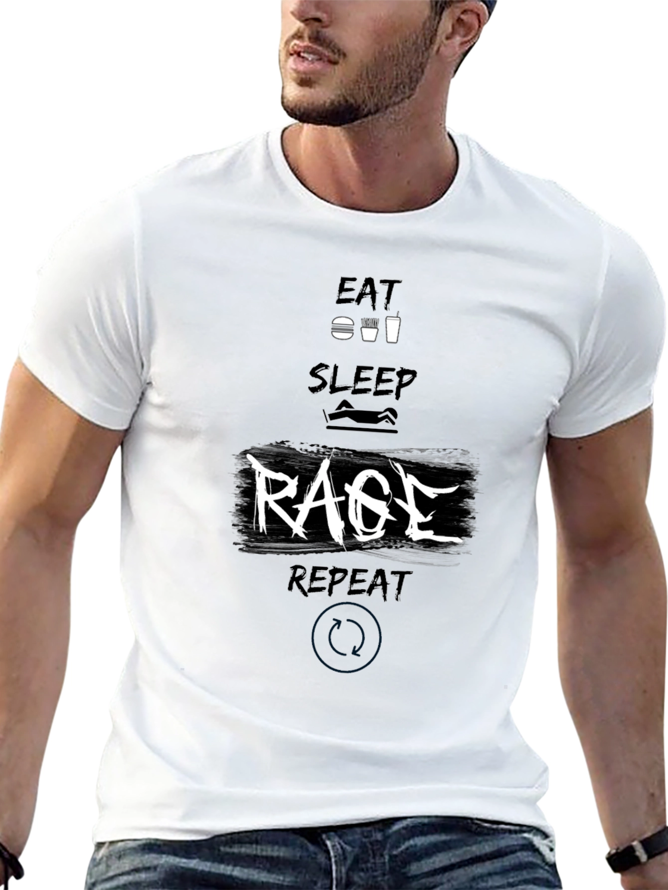 Eat Sleep Rage Repeat Black Graphic Tee