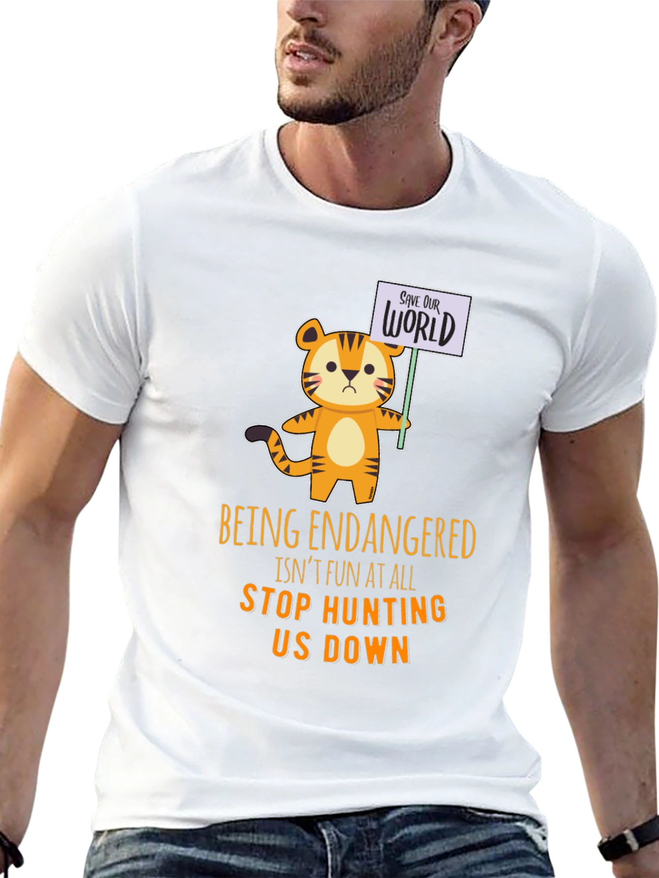 Endangered Tiger Graphic T-Shirt - Save the World