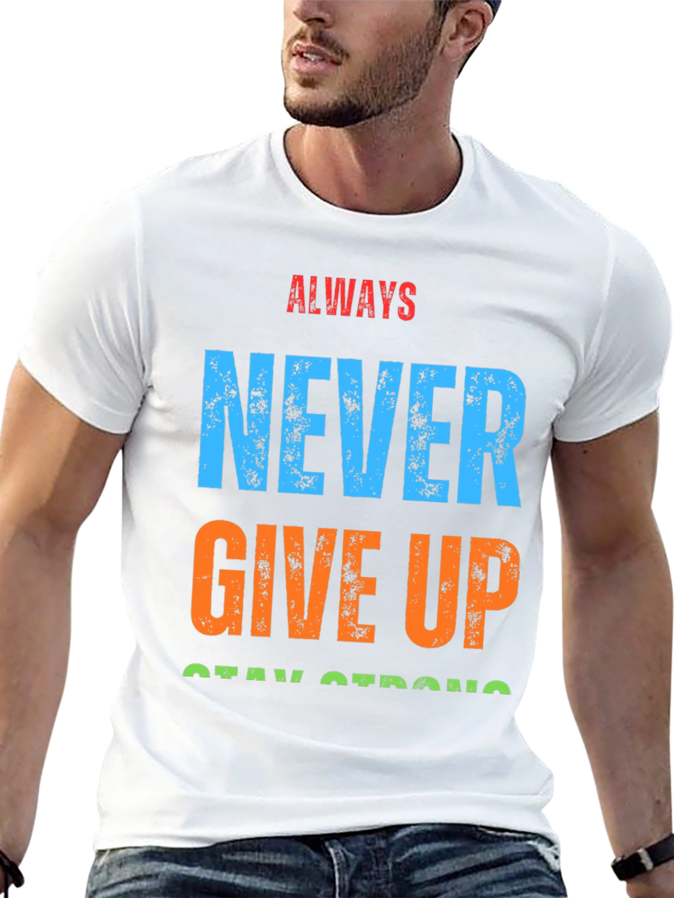 Motivational Graphic T-Shirt - Never Give Up