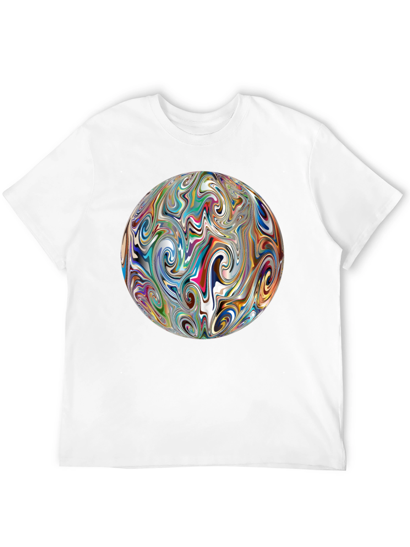 Abstract Swirl Sphere Graphic Black T-Shirt