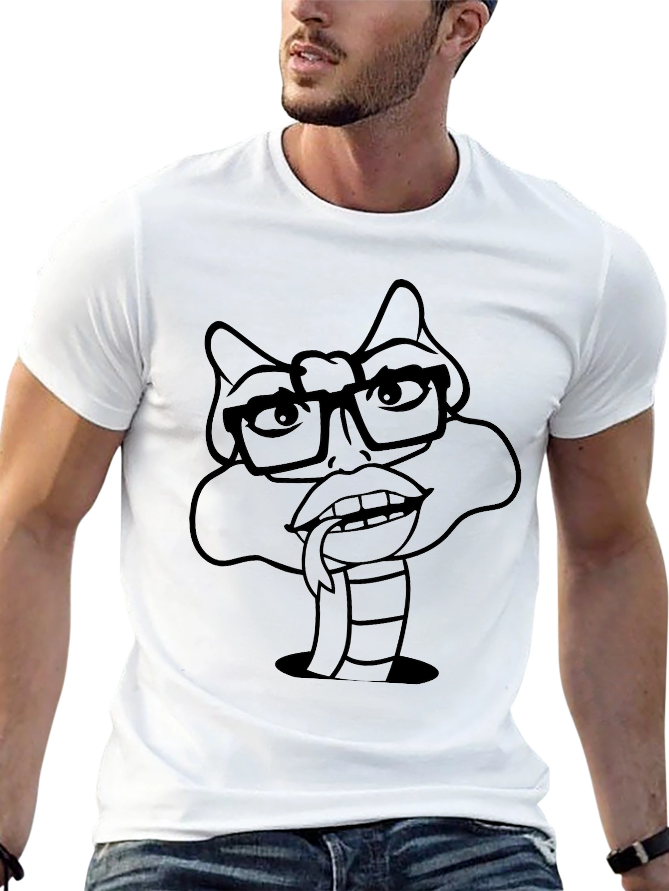 Nerdy Snake Tee - Funny Cartoon Graphic T-Shirt