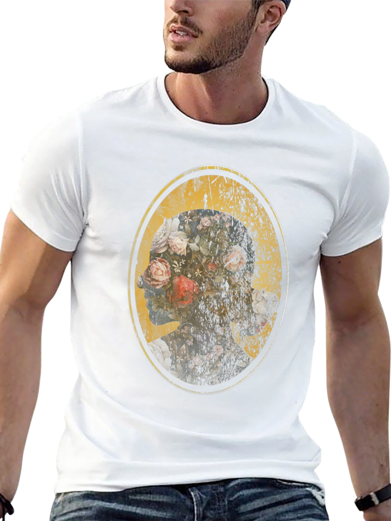 Floral Skull Graphic Black T-Shirt