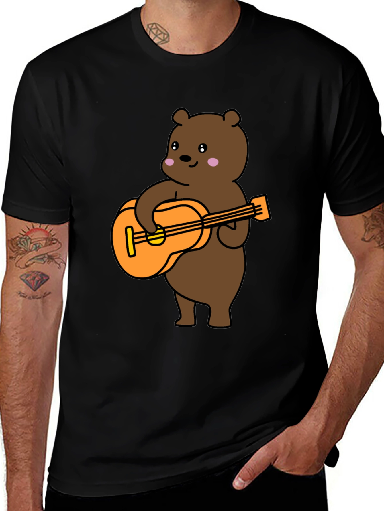 Bear Playing Guitar Graphic T-Shirt