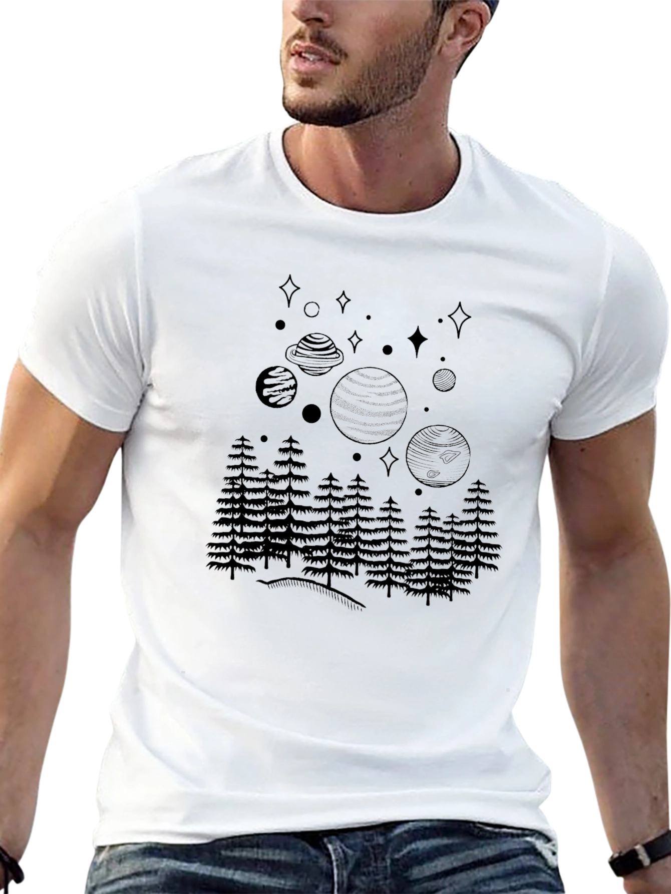Space & Forest Graphic T-Shirt