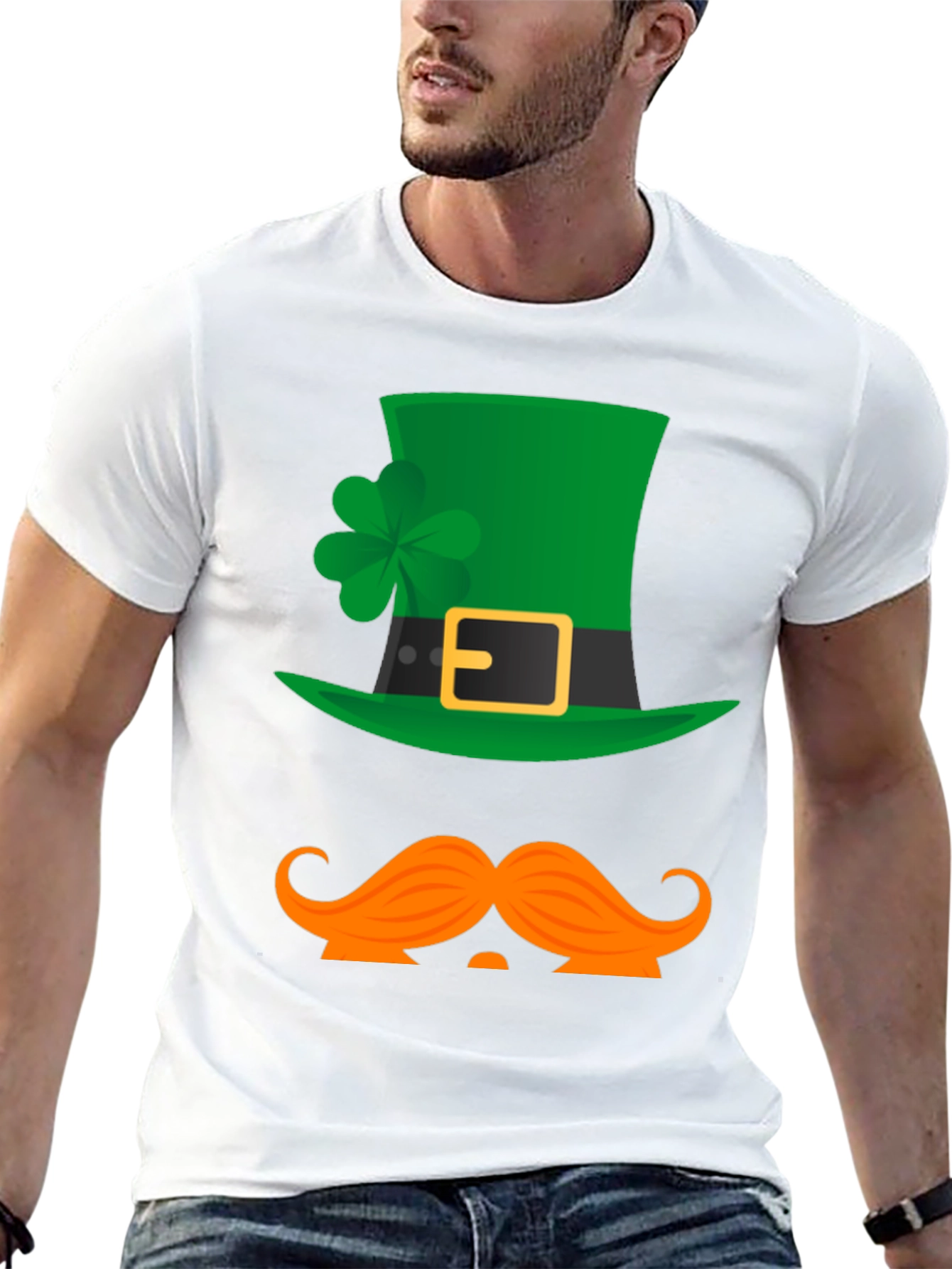 St Patricks Day Hat & Mustache Graphic Tee
