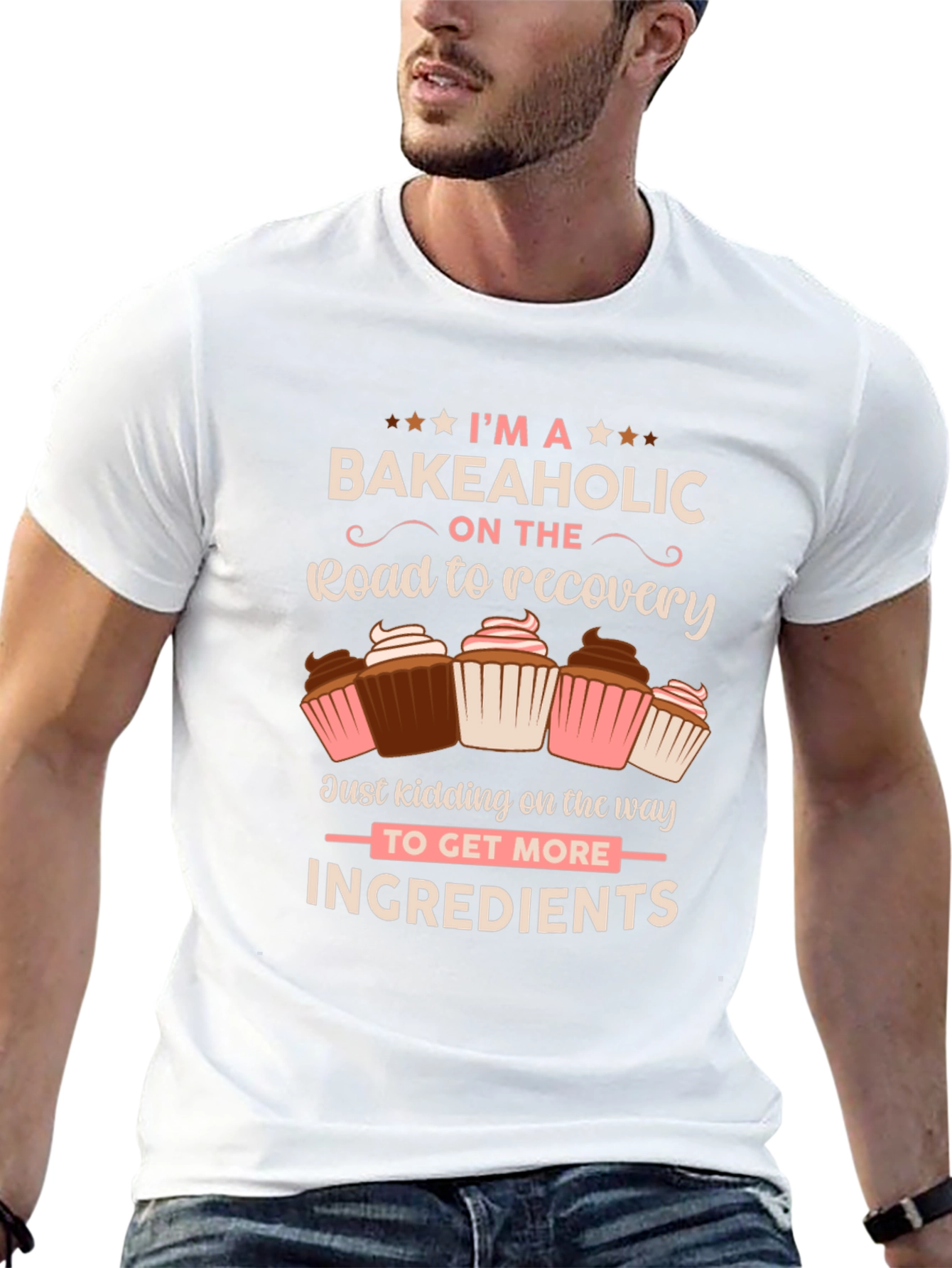 Bakeaholic T-shirt - Road to Recovery Cupcake Design