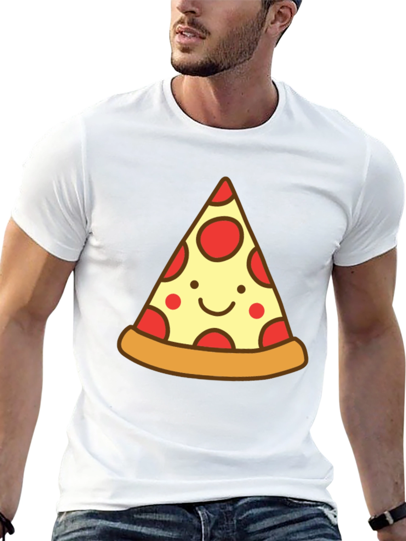 Cute Pizza Slice Graphic Tee - Unisex Black T-Shirt