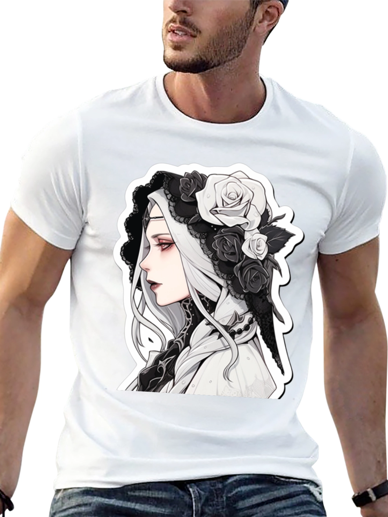 Gothic Floral T-Shirt - Anime Style