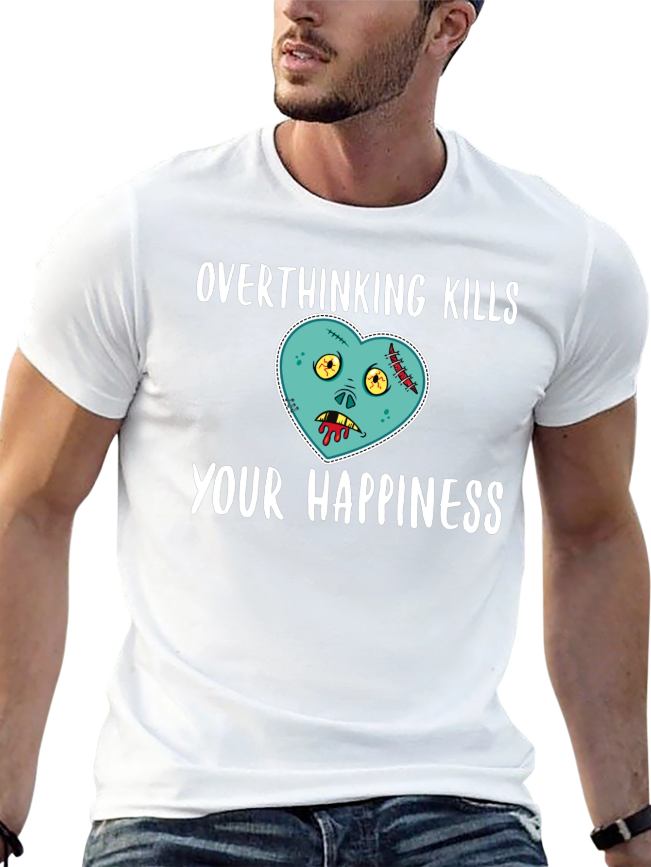Overthinking Kills Happiness Black T-Shirt
