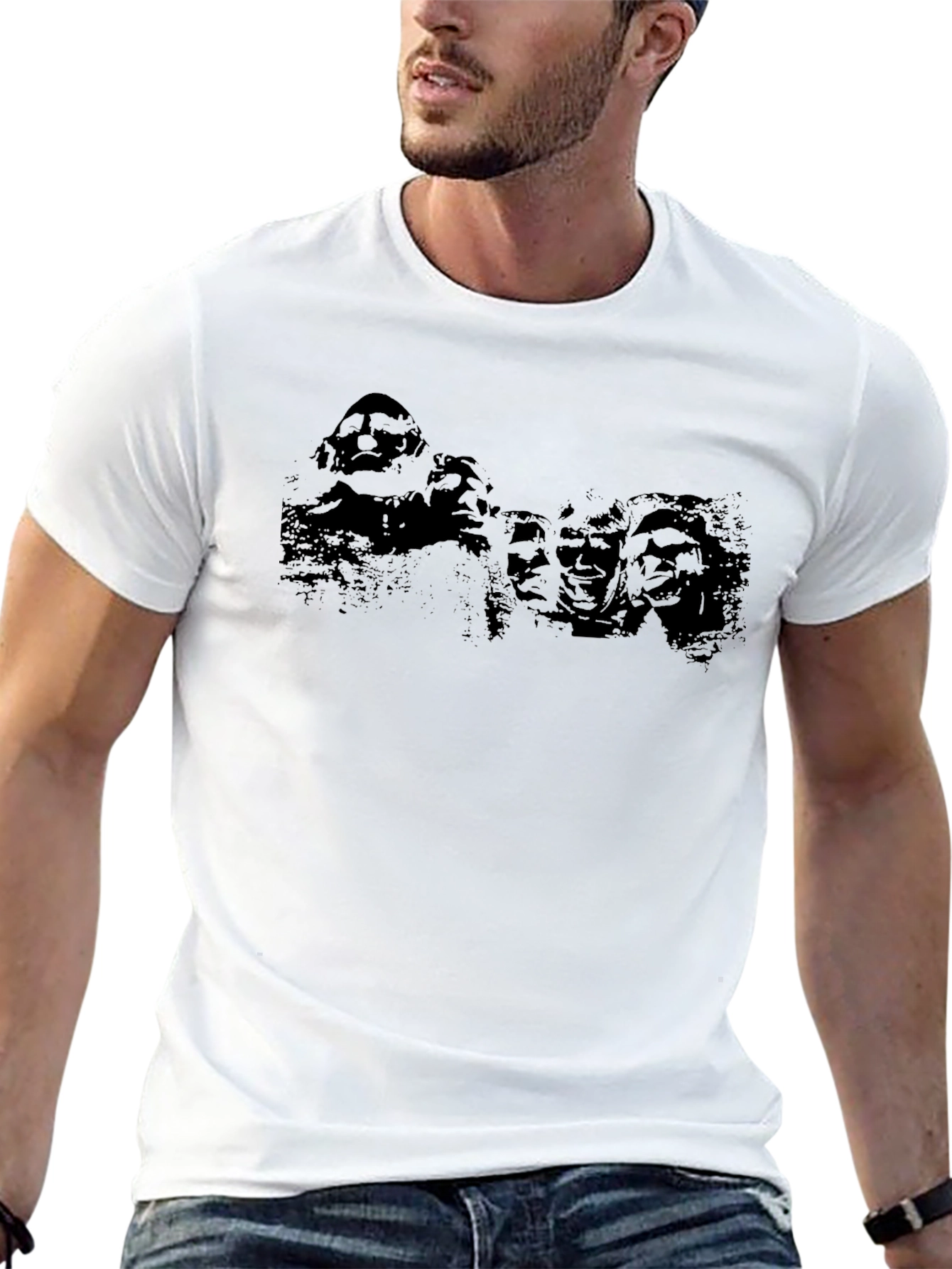 Black Graphic Tee - Mount Rushmore Silhouette
