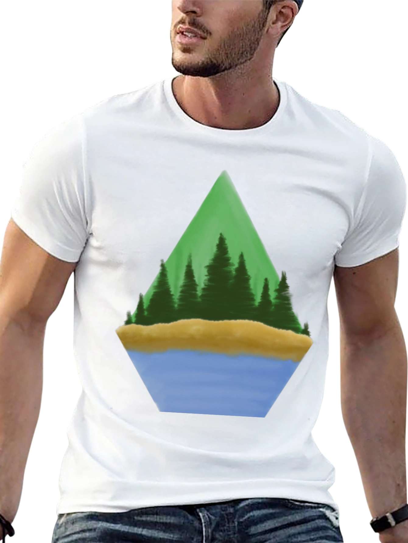 Nature Scene Graphic Tee - Black Cotton Blend