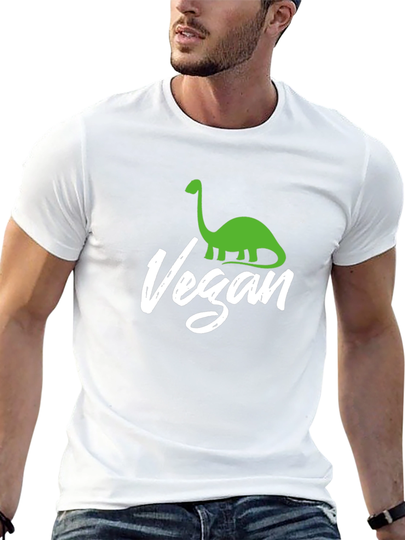 Vegan Dinosaur Graphic Tee - Black Cotton T-Shirt