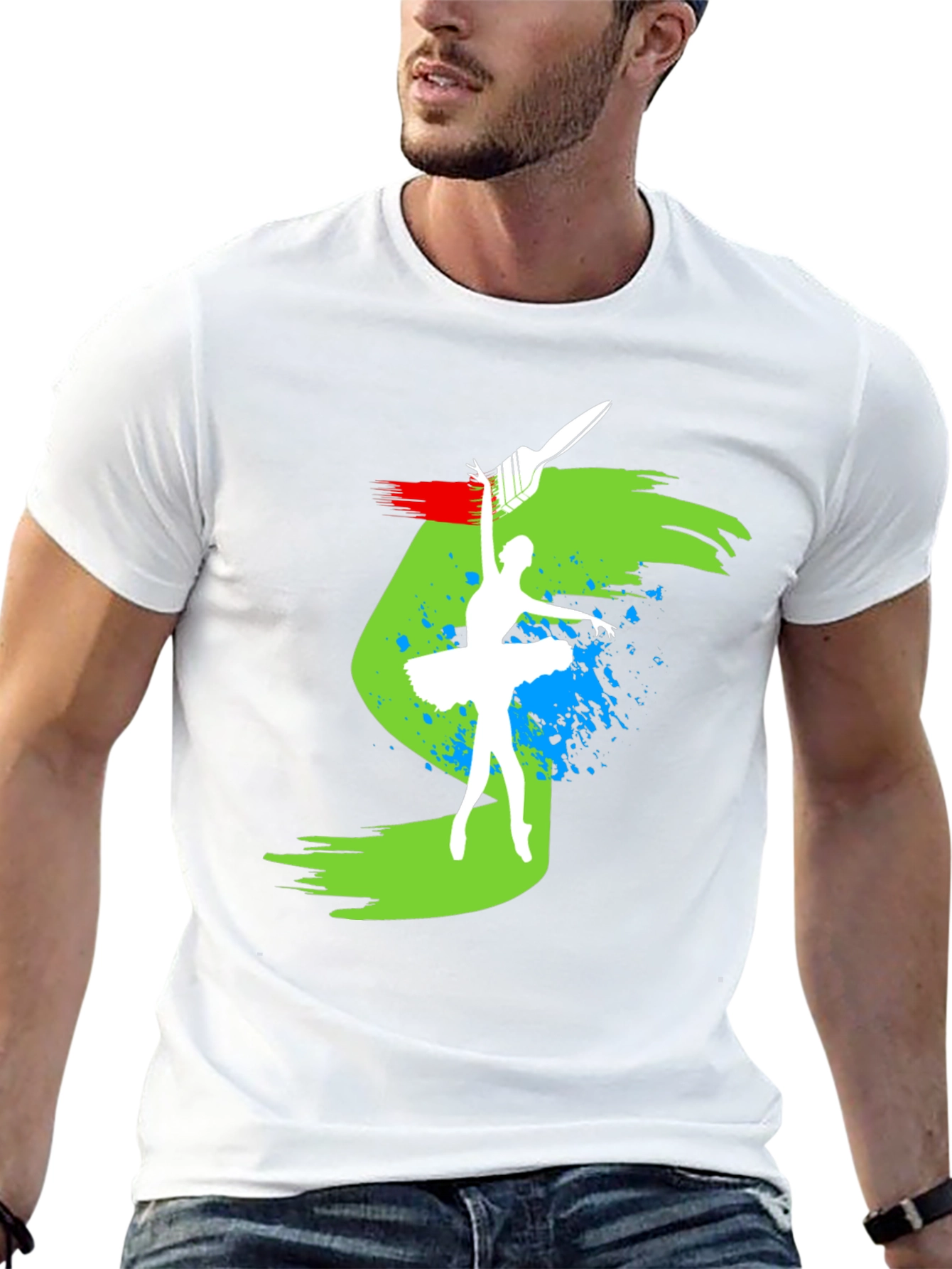 Ballerina Paint Stroke Graphic Black T-Shirt