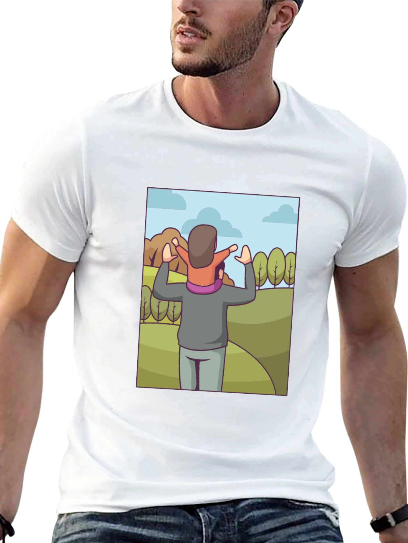 Father & Child Cartoon T-Shirt