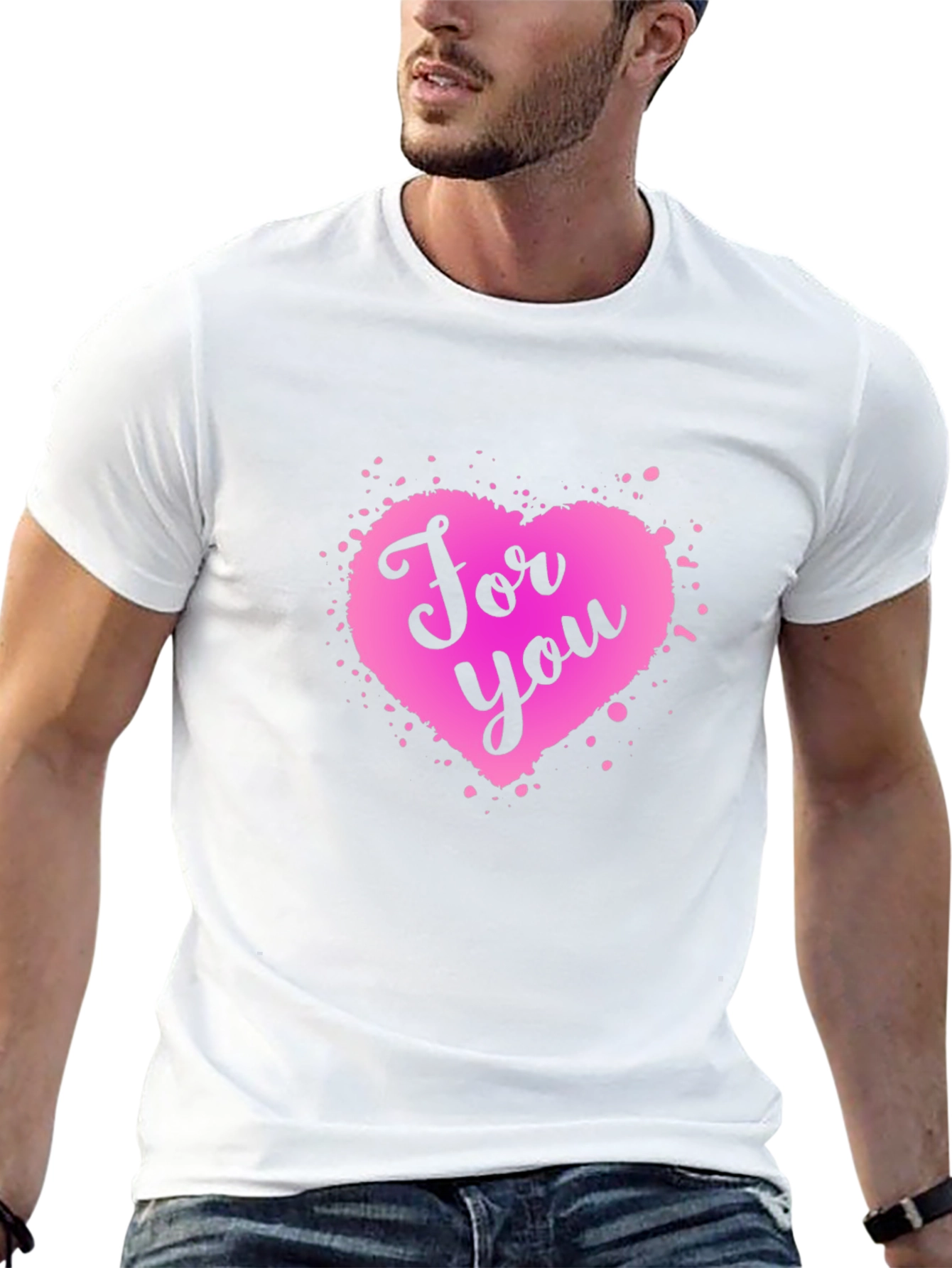 For You Heart Graphic Black T-Shirt