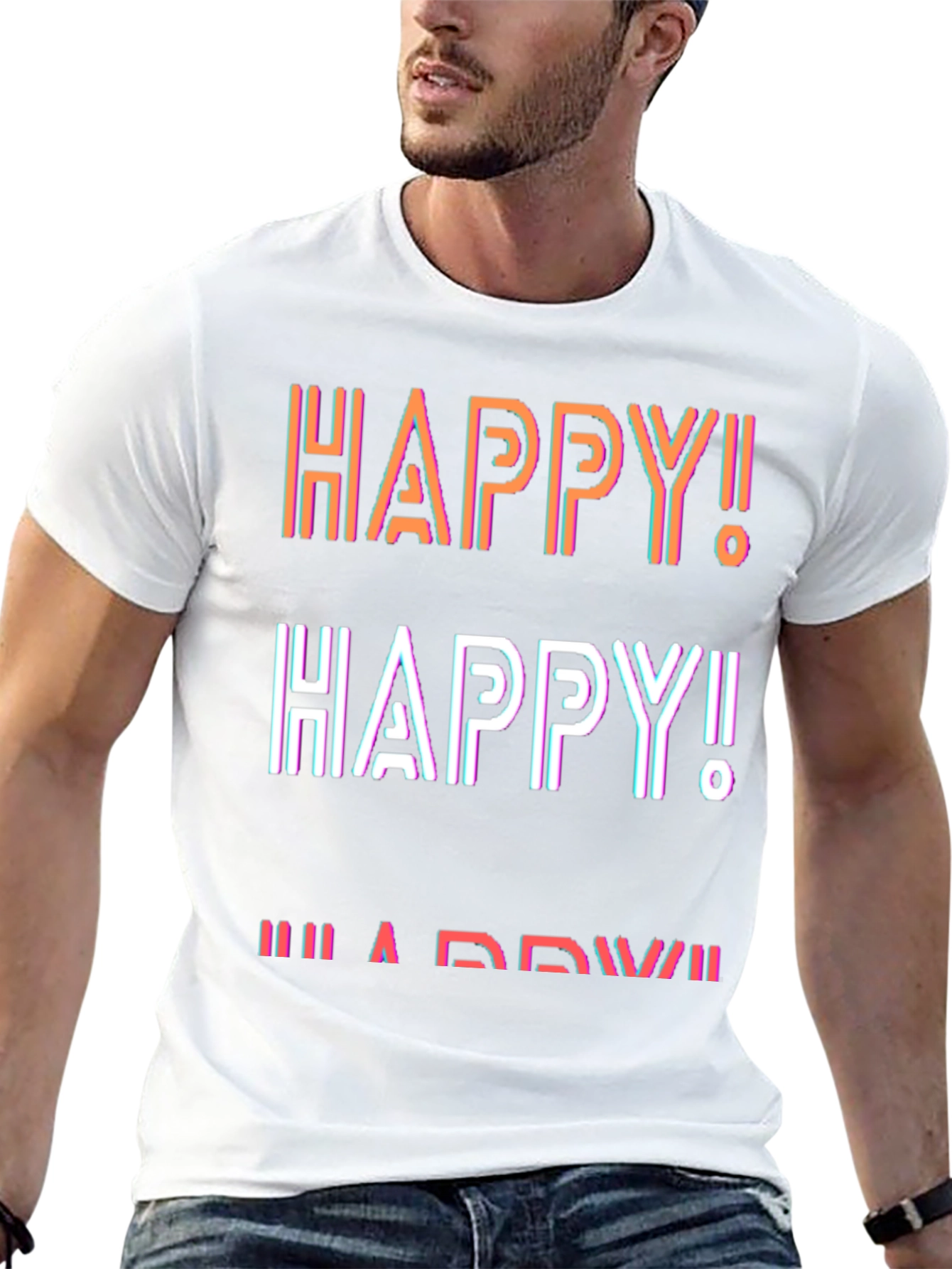 Happy Graphic T-Shirt - Mens Casual Tee