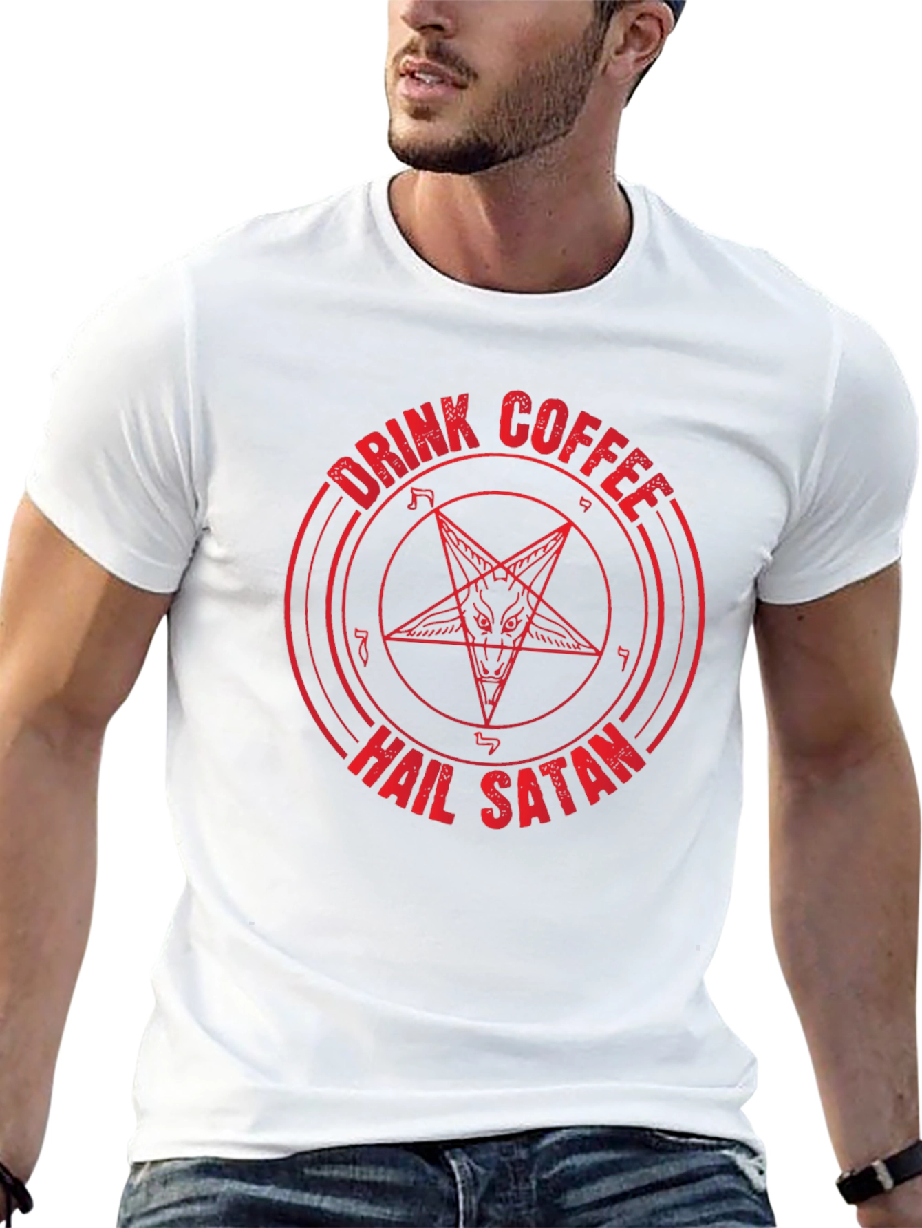 Drink Coffee Hail Satan Graphic Tee